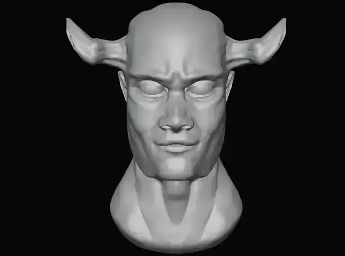 Sculpture head of devil with horns