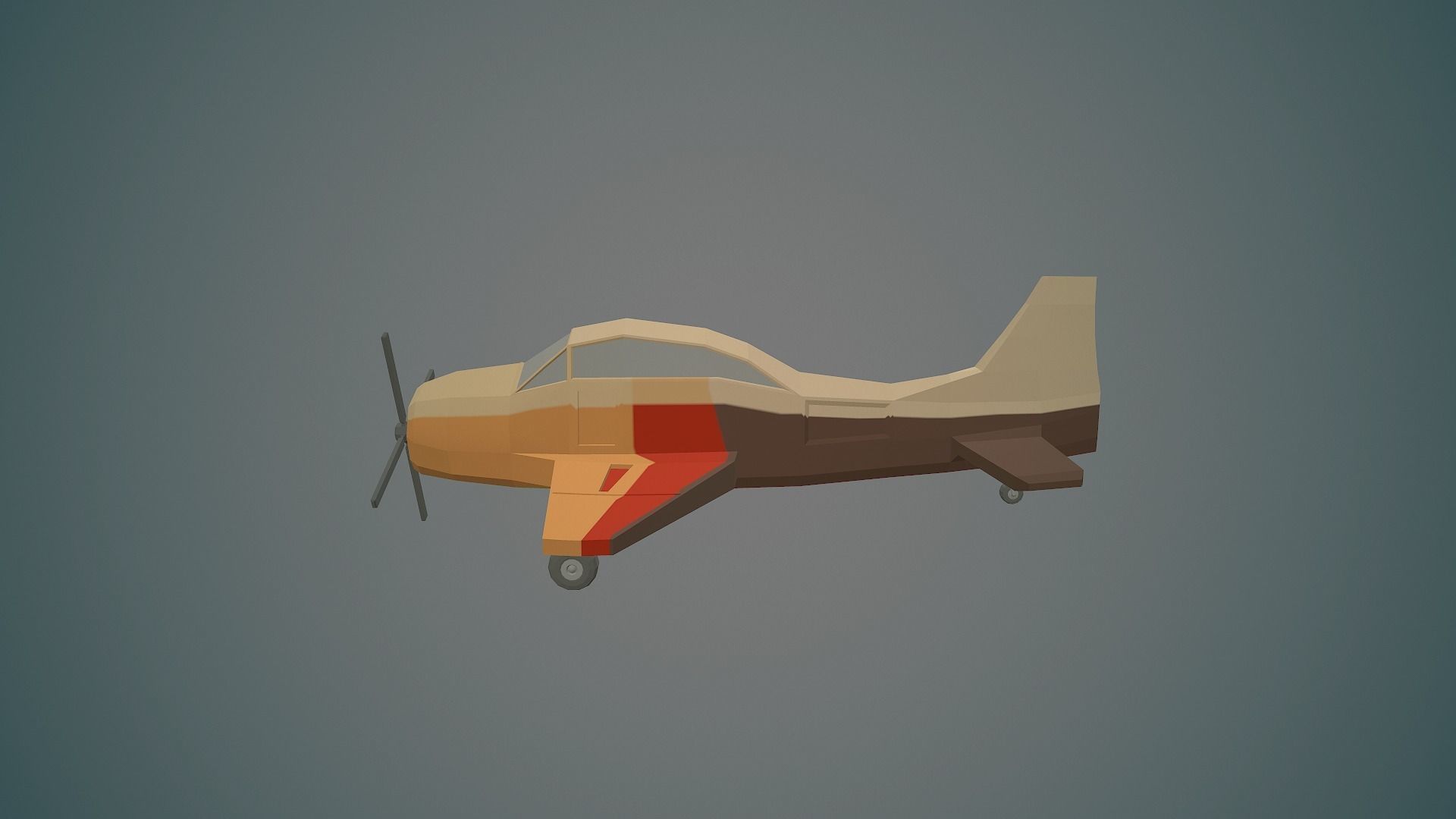Airplane cartoon - 03 Low-poly 3D model_2