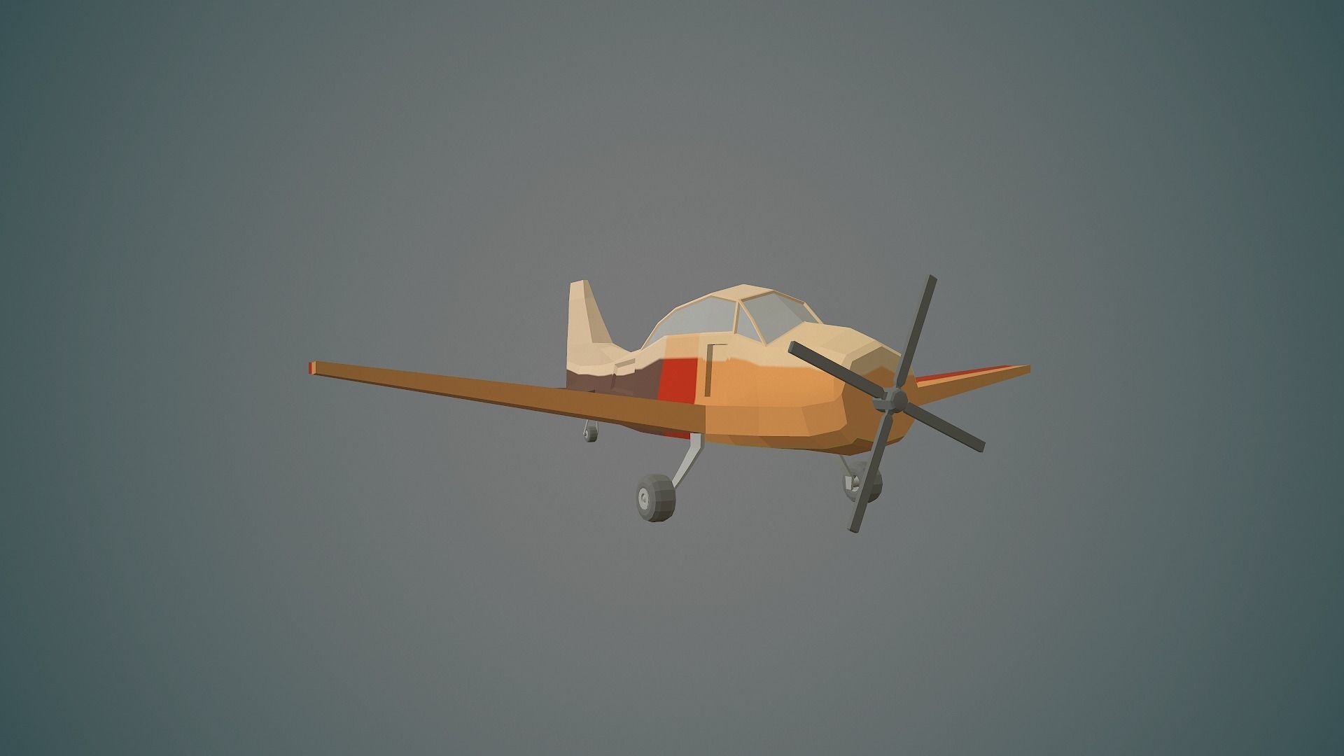 Airplane cartoon - 03 Low-poly 3D model_6