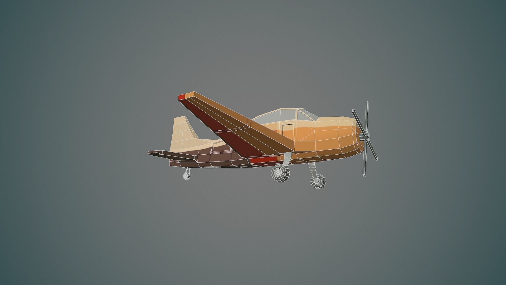 Airplane cartoon - 03 Low-poly 3D model_12