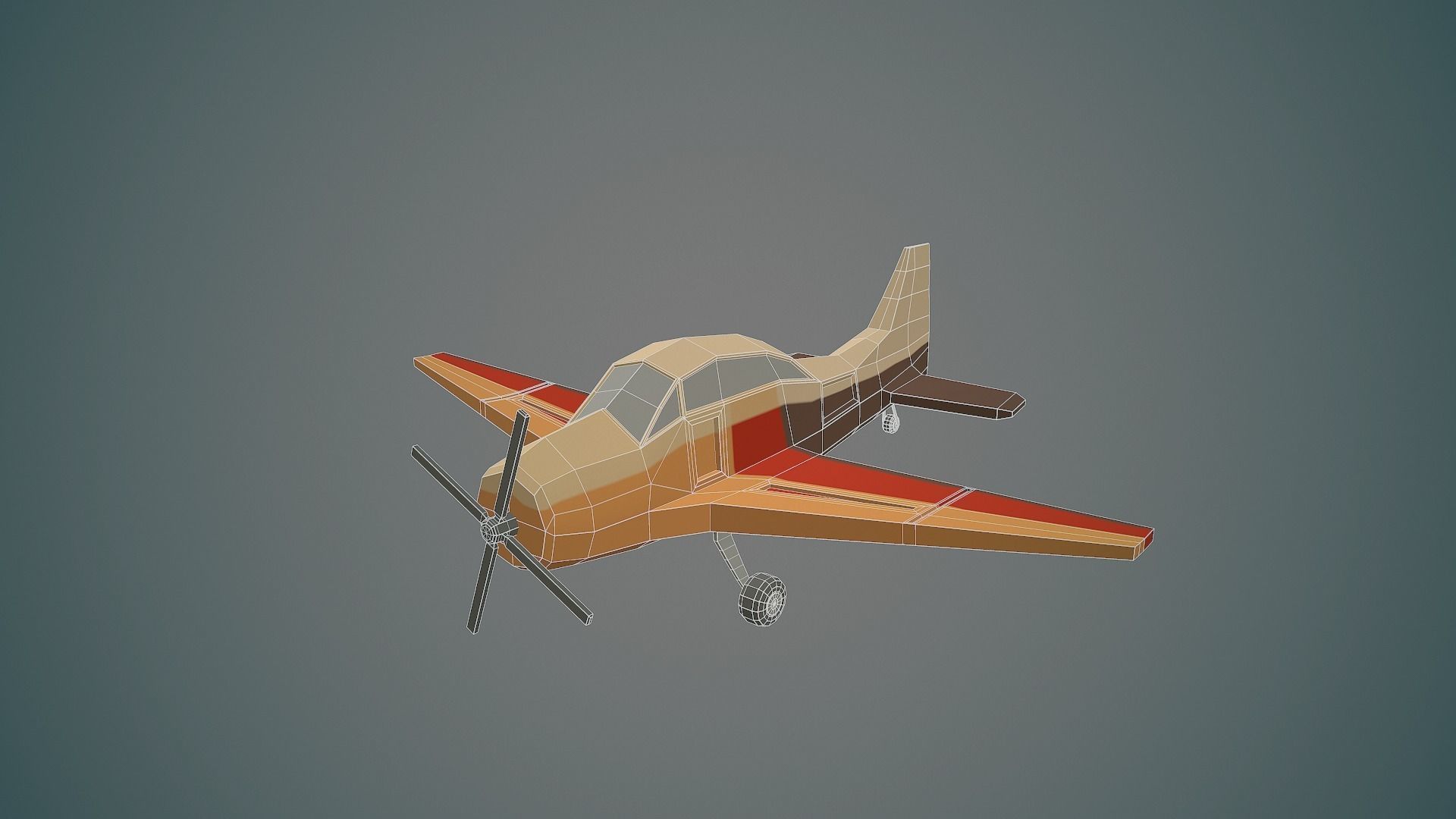 Airplane cartoon - 03 Low-poly 3D model_1