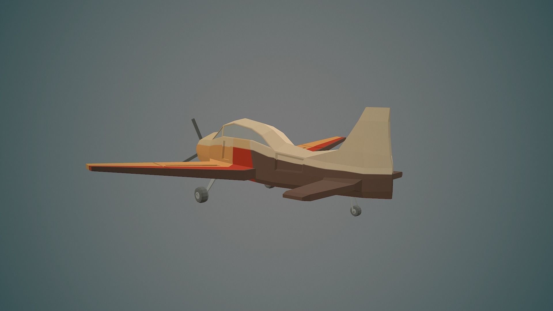 Airplane cartoon - 03 Low-poly 3D model_3