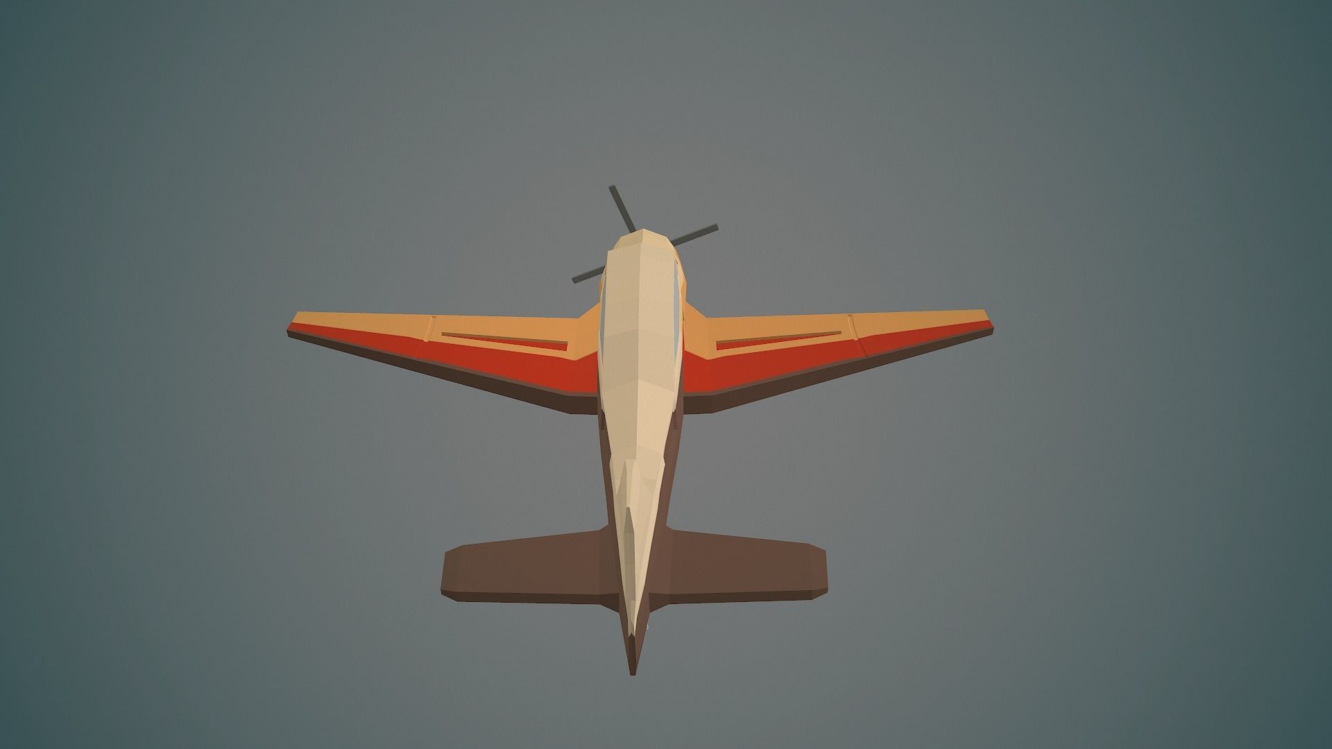 Airplane cartoon - 03 Low-poly 3D model_9