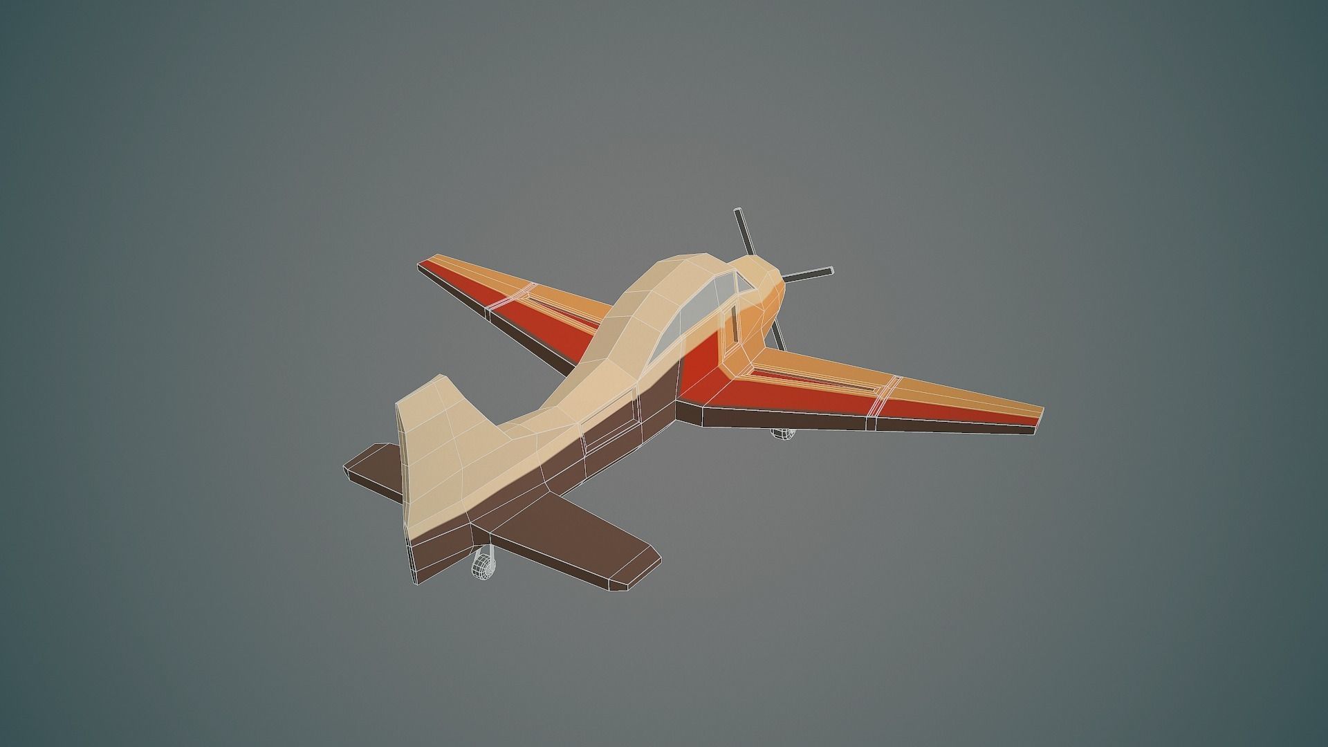 Airplane cartoon - 03 Low-poly 3D model_11