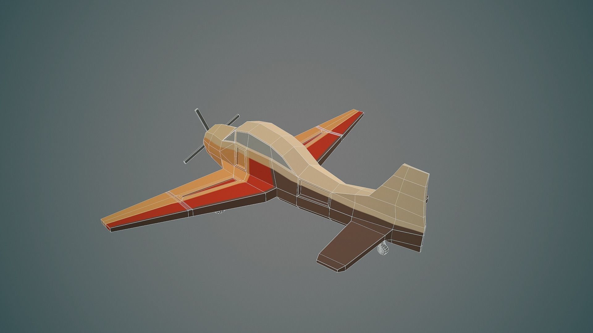 Airplane cartoon - 03 Low-poly 3D model_10