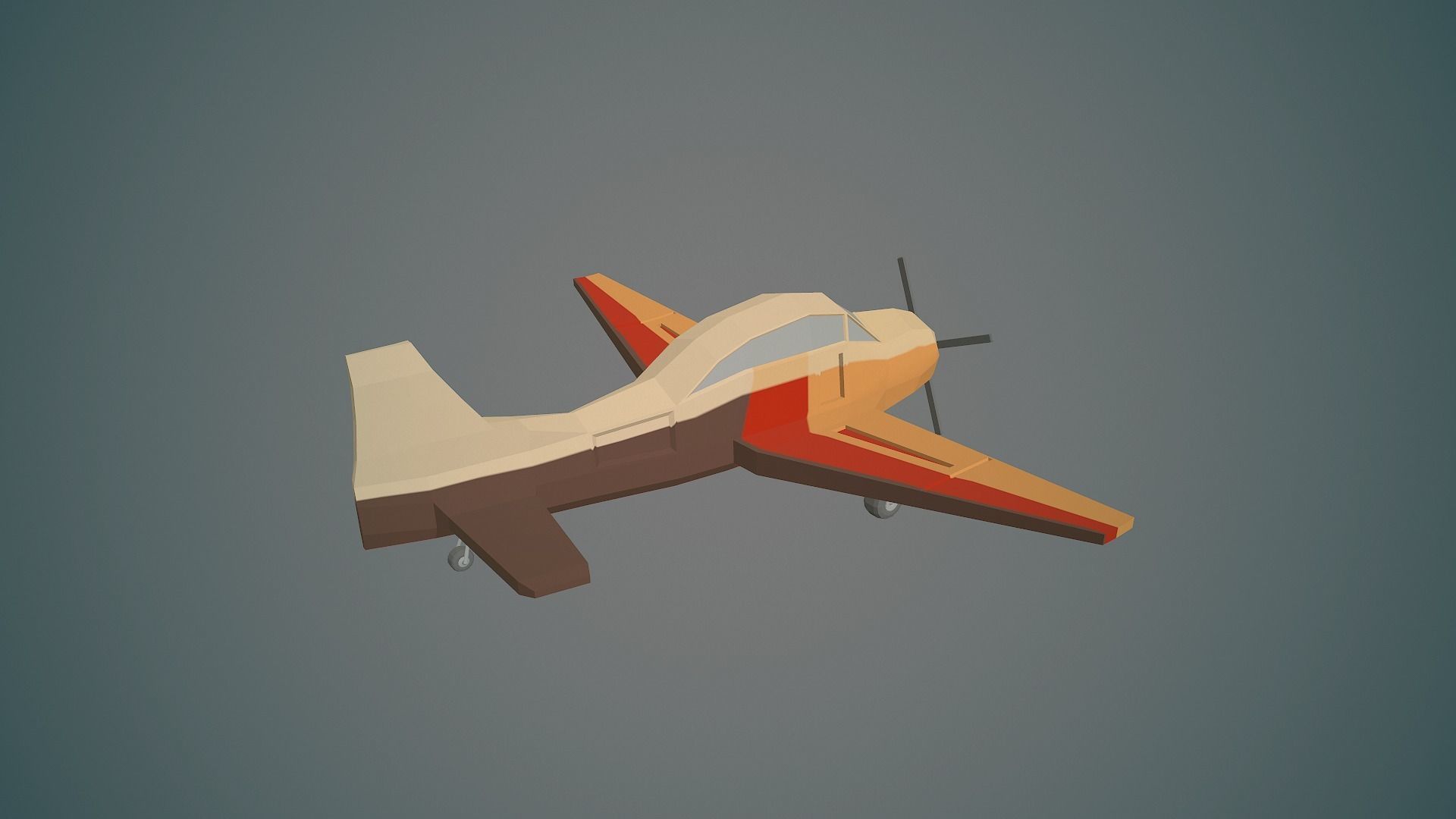 Airplane cartoon - 03 Low-poly 3D model_5