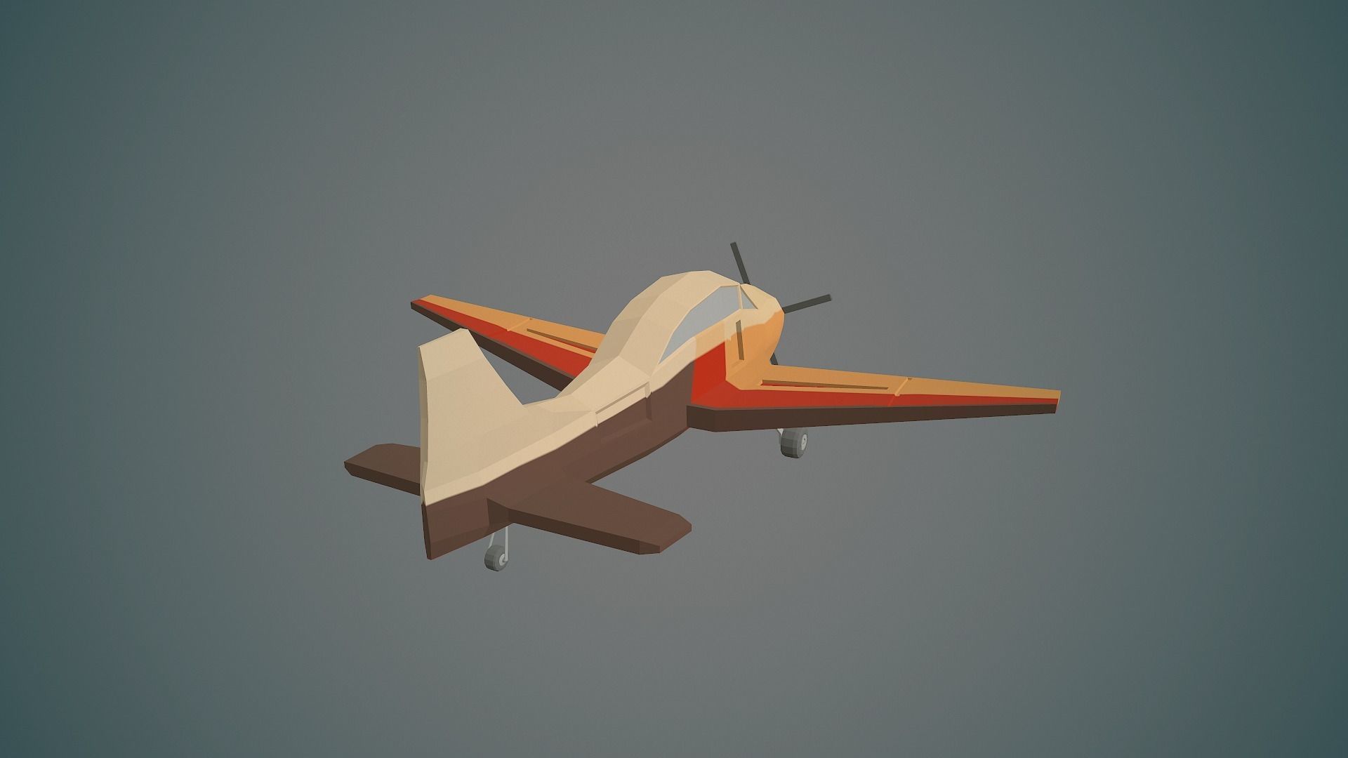 Airplane cartoon - 03 Low-poly 3D model_4