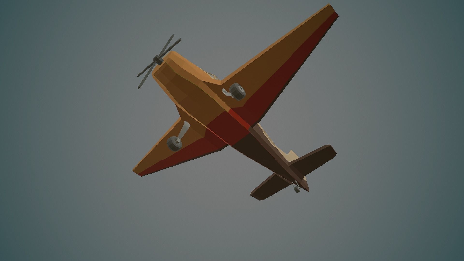 Airplane cartoon - 03 Low-poly 3D model_8