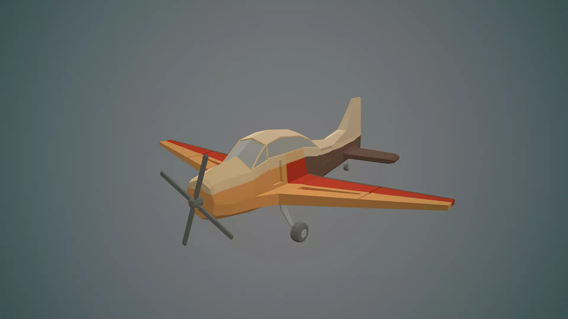 Airplane cartoon - 03 Low-poly 3D model_0