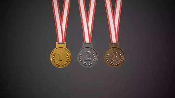 Olympic Medals Sport Competition Medals Low-poly 3D model