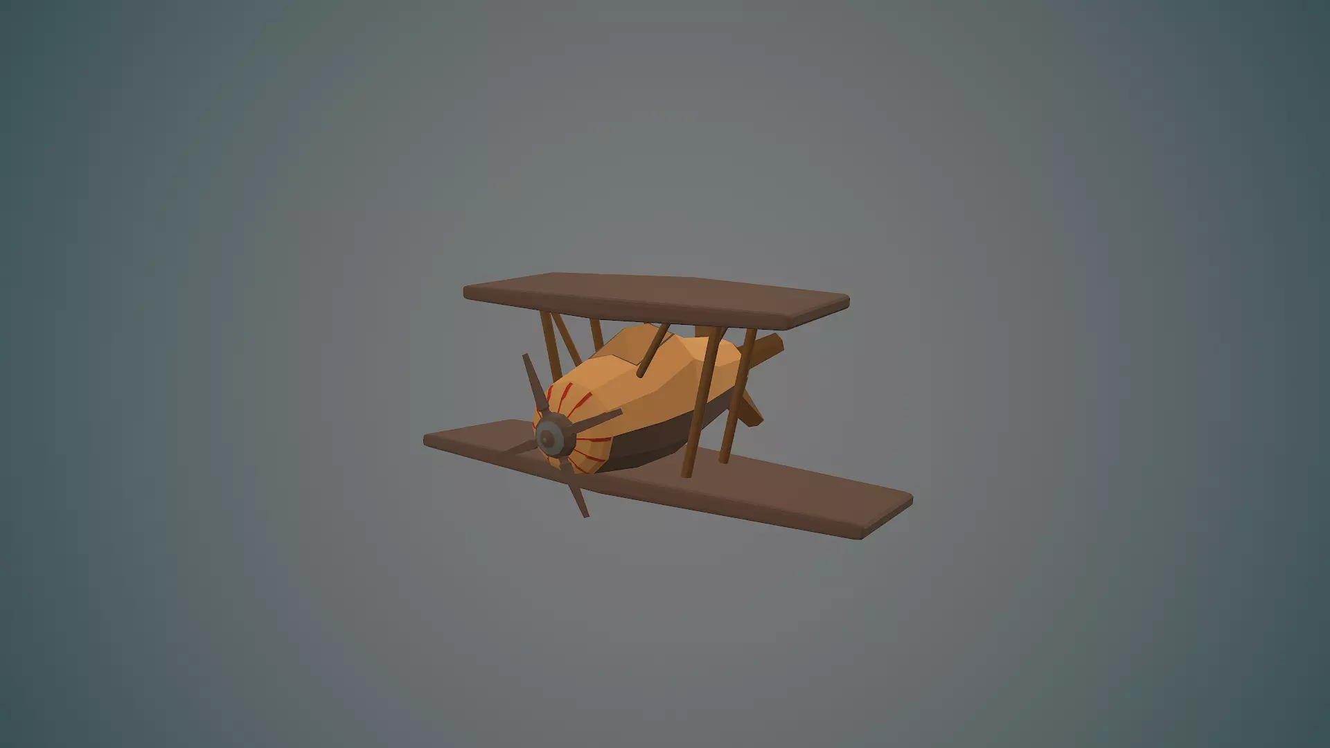 Airplane cartoon - 04 Low-poly 3D model