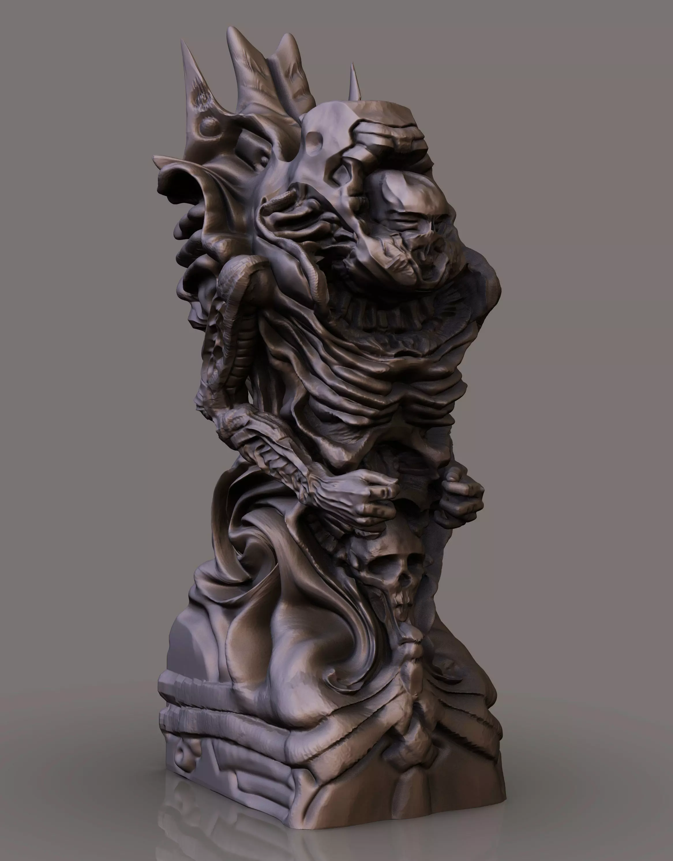 Gigeresqe statue of skeleton 3D print model_0