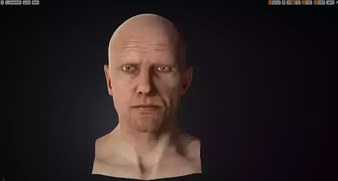 High quality male head Low-poly 3D model