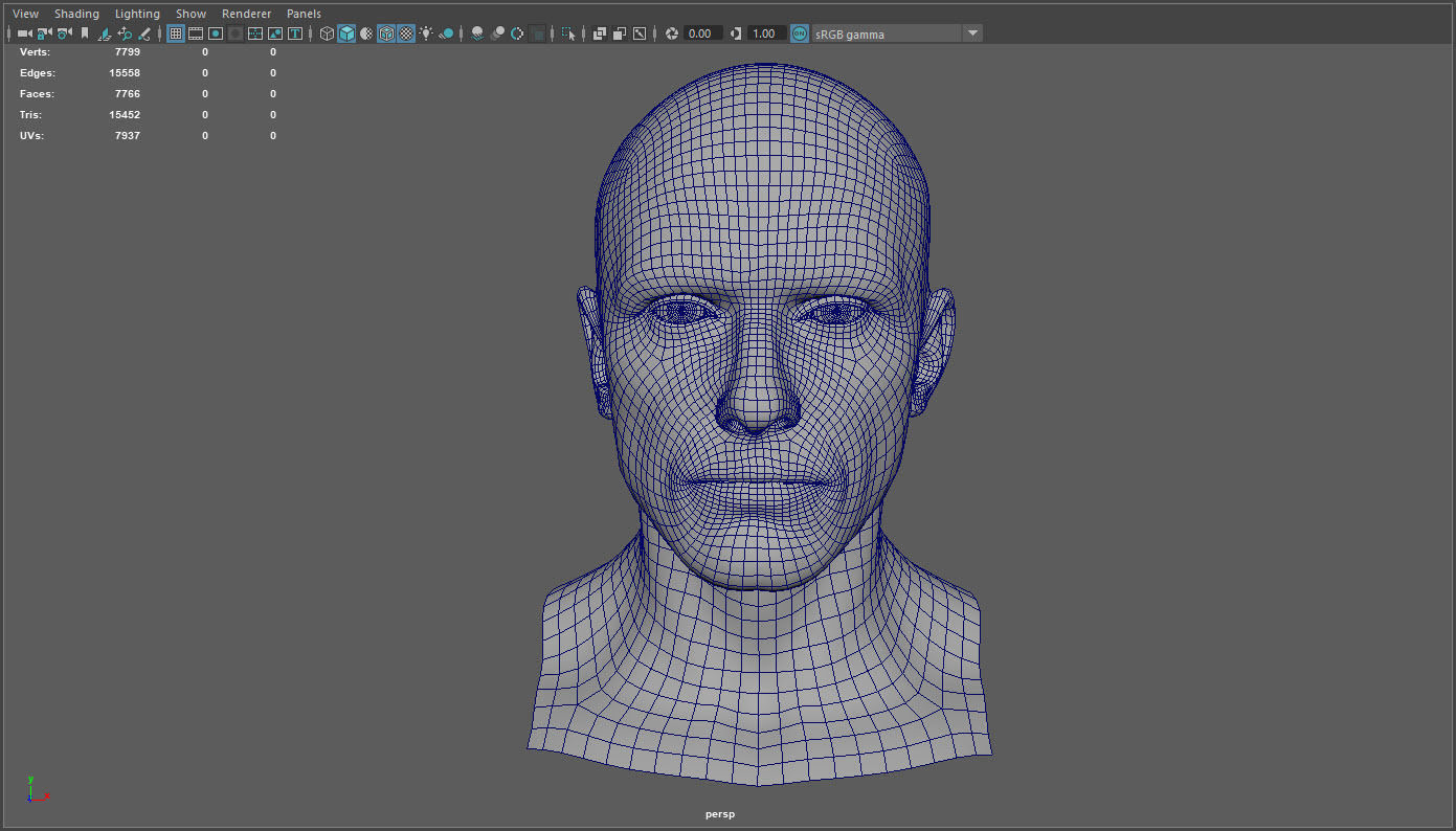 High quality male head Low-poly 3D model_10