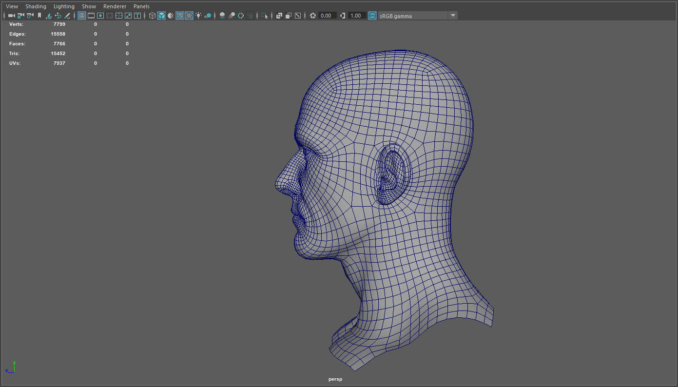 High quality male head Low-poly 3D model_11