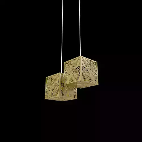 Chandelier 3d pendant light with two cubes hanging from it