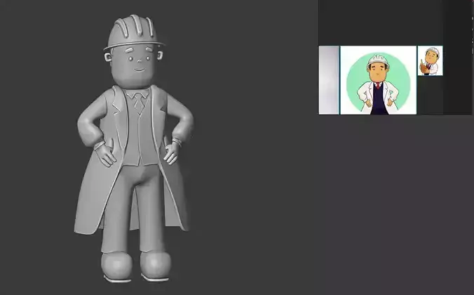 Engineer man in hat and coat 3D print model