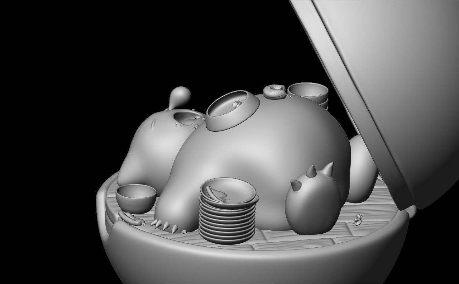 Snorlax in pokeball statue 3D model_9