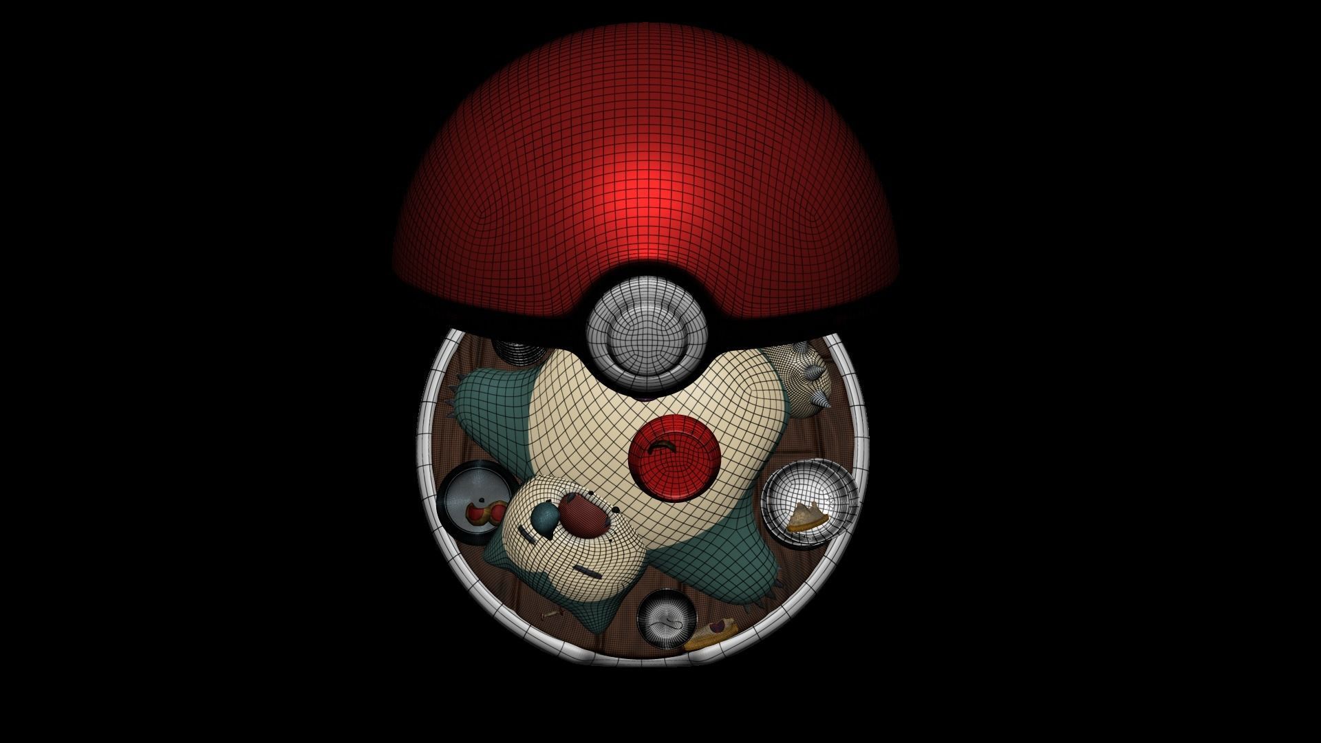 Snorlax in pokeball statue 3D model_6