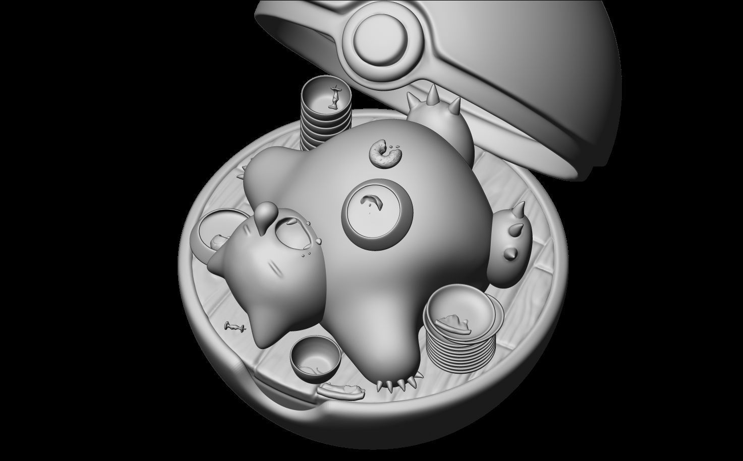 Snorlax in pokeball statue 3D model_8