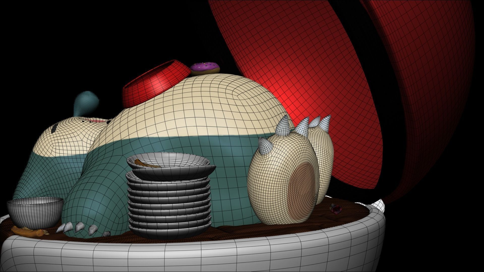 Snorlax in pokeball statue 3D model_4