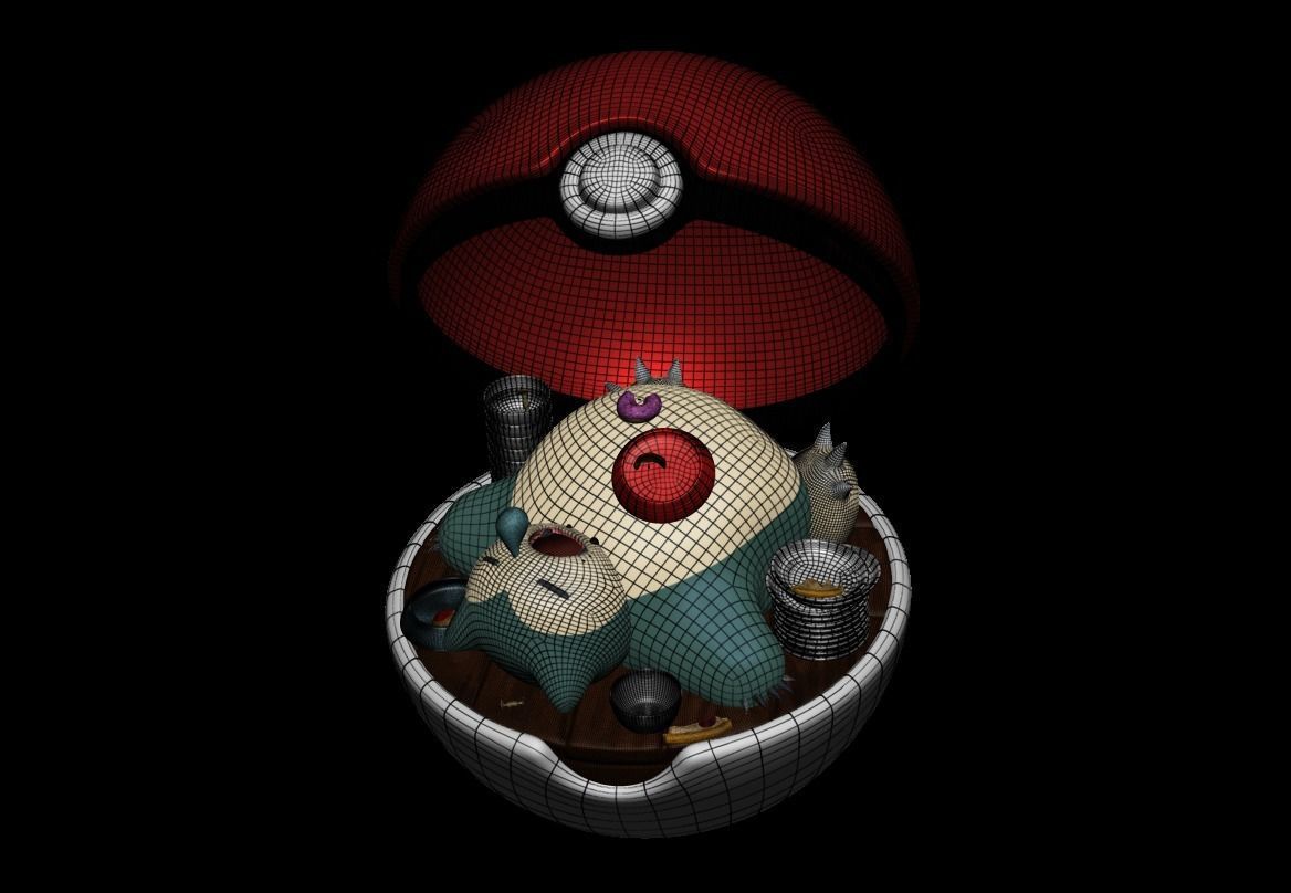 Snorlax in pokeball statue 3D model_1