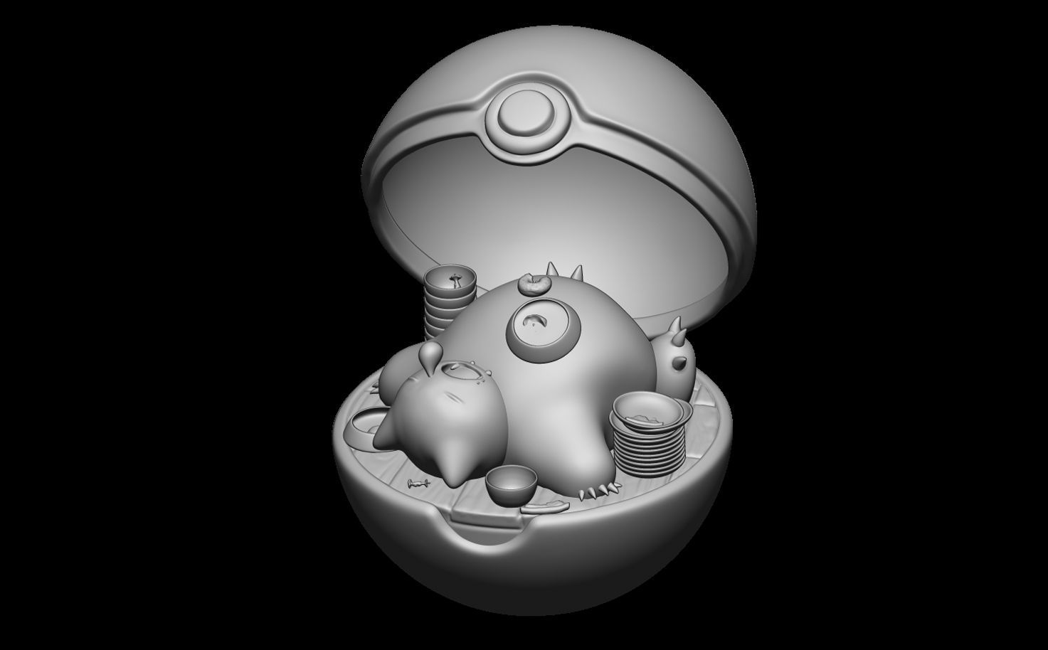 Snorlax in pokeball statue 3D model_7