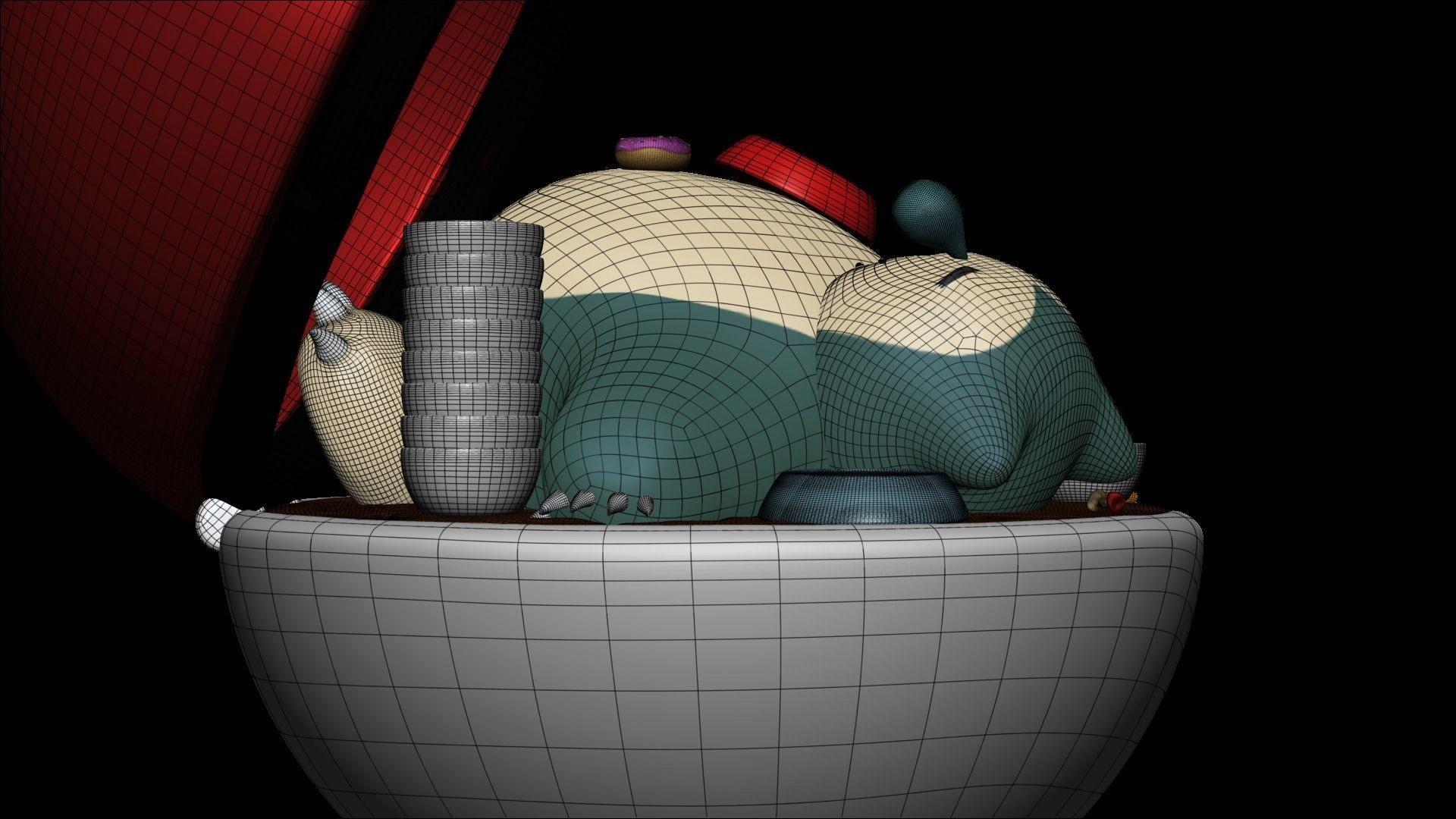 Snorlax in pokeball statue 3D model_5