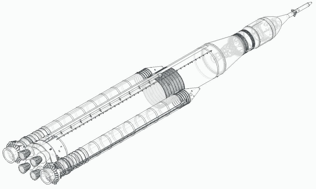NASA Space Launch System Full Staging and Interior 3D print model_4