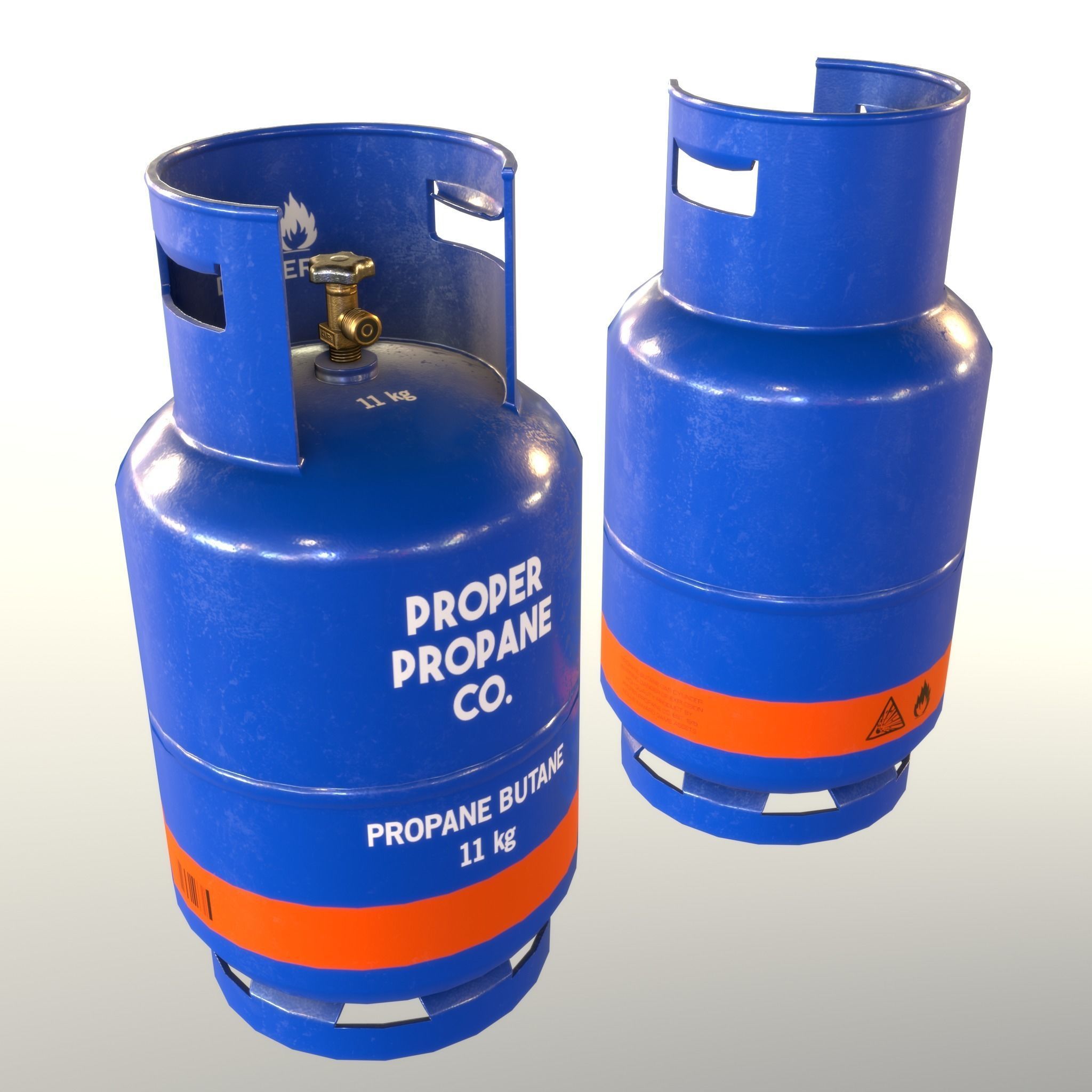 Gas Cylinder 11 kg Blue - Clean and Old Low-poly 3D model_15