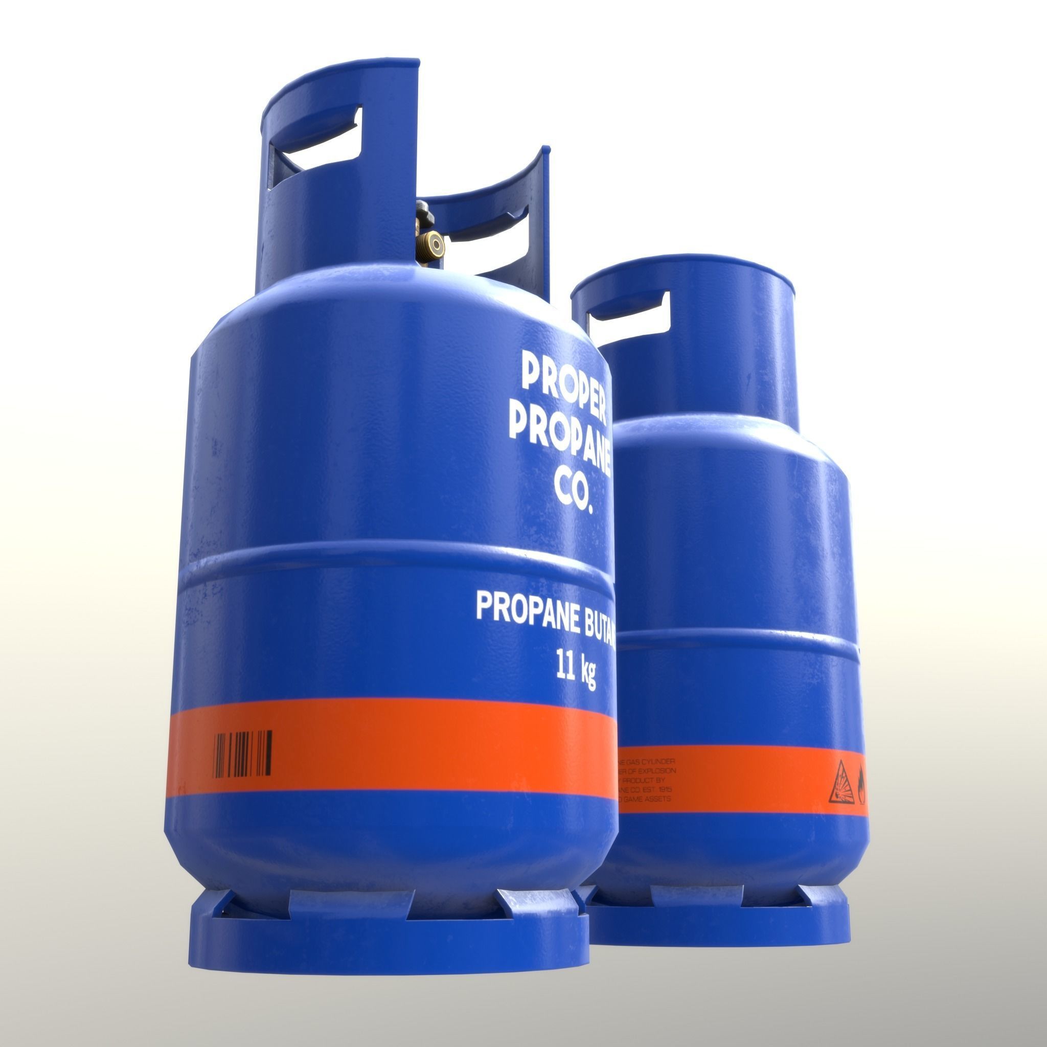Gas Cylinder 11 kg Blue - Clean and Old Low-poly 3D model_7