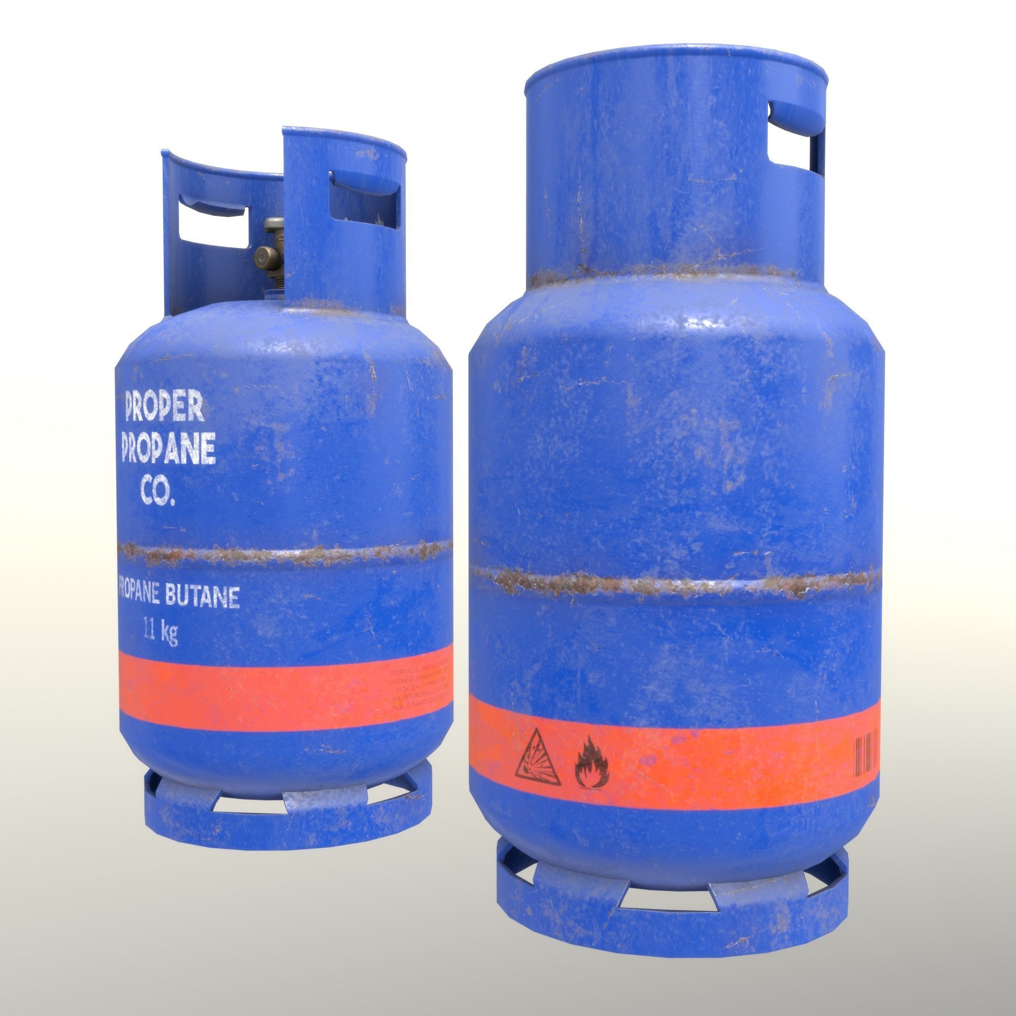 Gas Cylinder 11 kg Blue - Clean and Old Low-poly 3D model_4