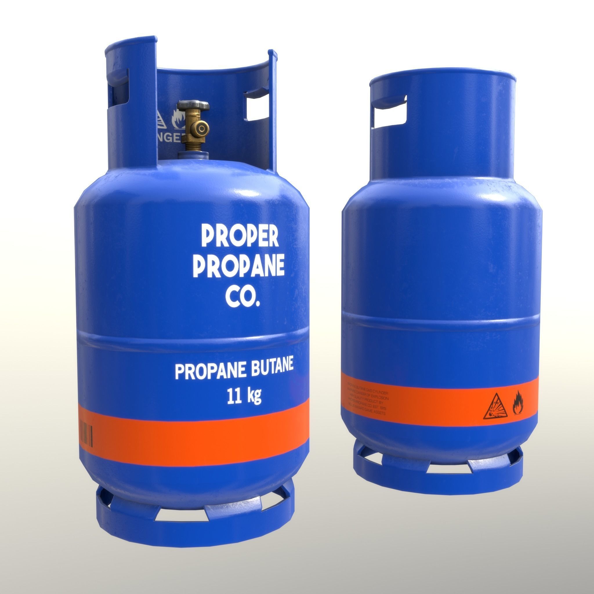 Gas Cylinder 11 kg Blue - Clean and Old Low-poly 3D model_1