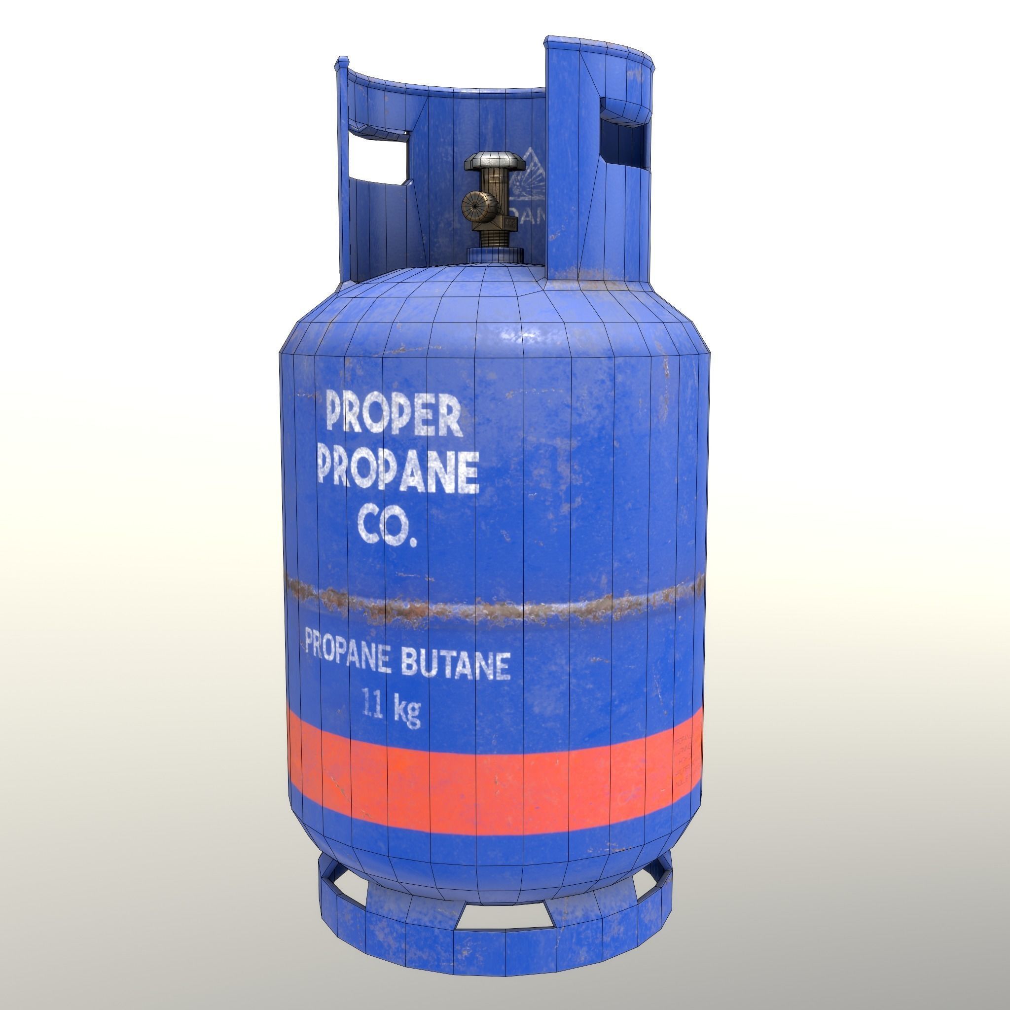 Gas Cylinder 11 kg Blue - Clean and Old Low-poly 3D model_28
