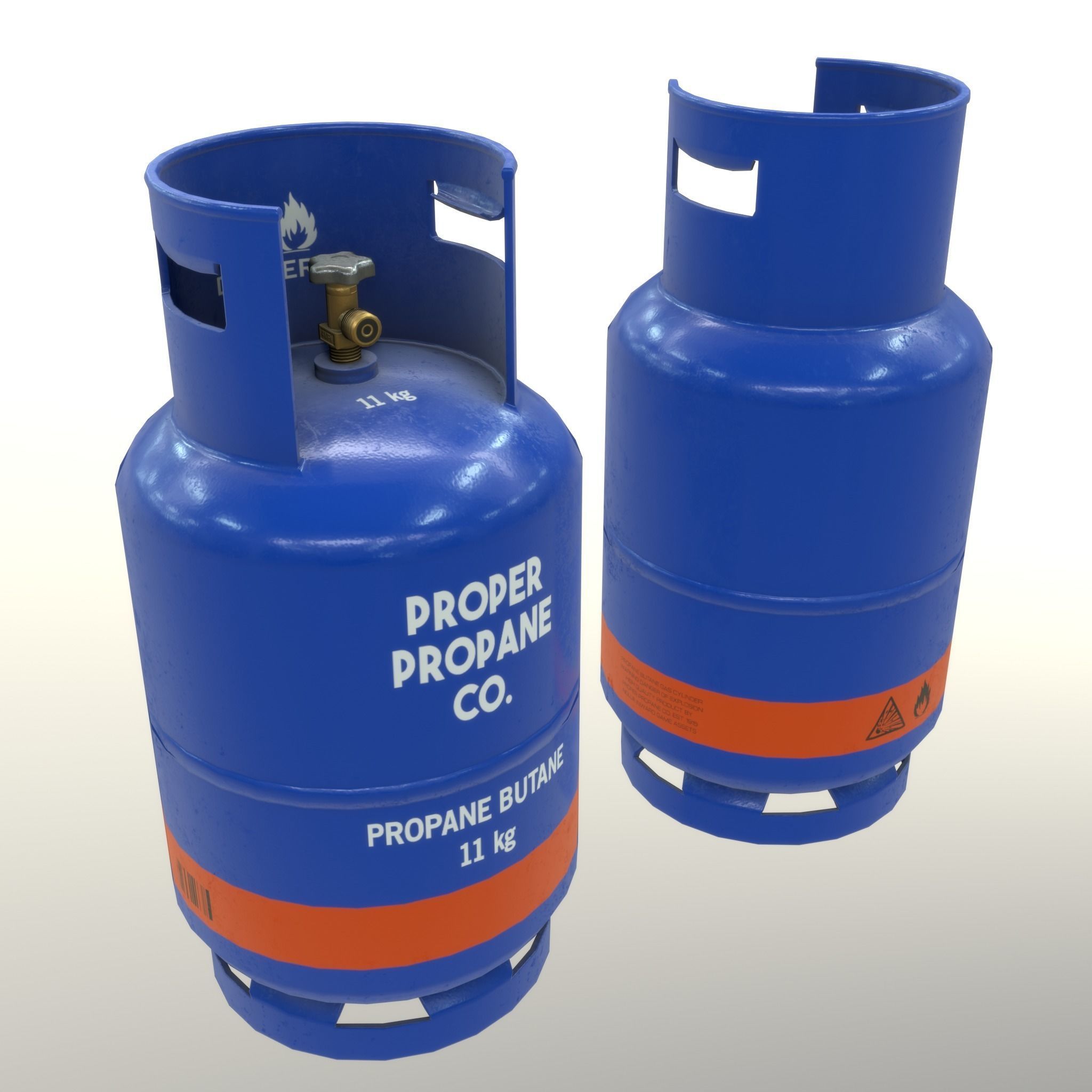 Gas Cylinder 11 kg Blue - Clean and Old Low-poly 3D model_13