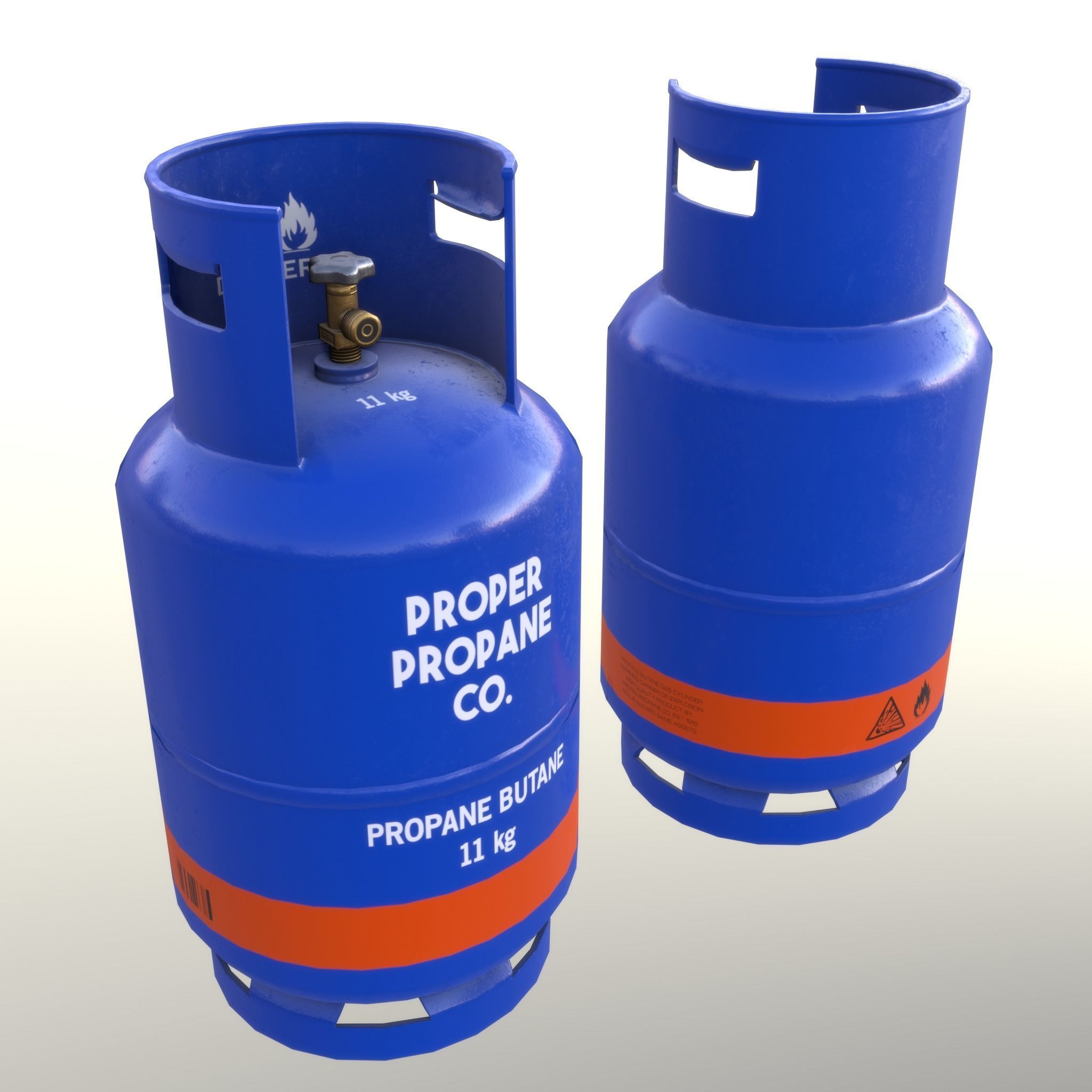 Gas Cylinder 11 kg Blue - Clean and Old Low-poly 3D model_14