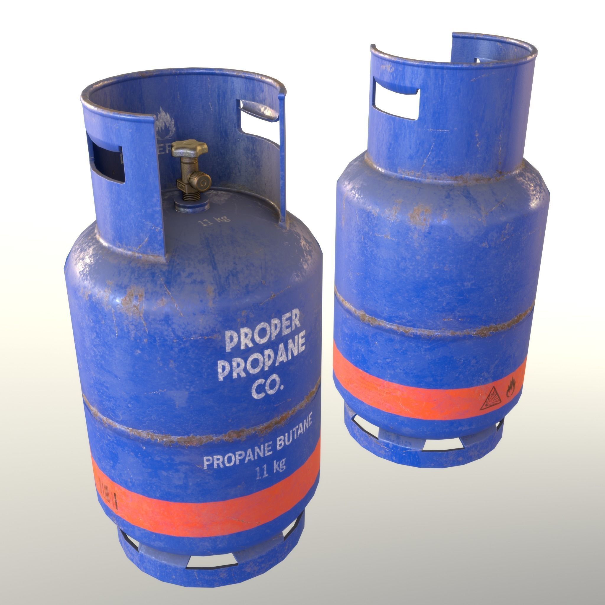 Gas Cylinder 11 kg Blue - Clean and Old Low-poly 3D model_21