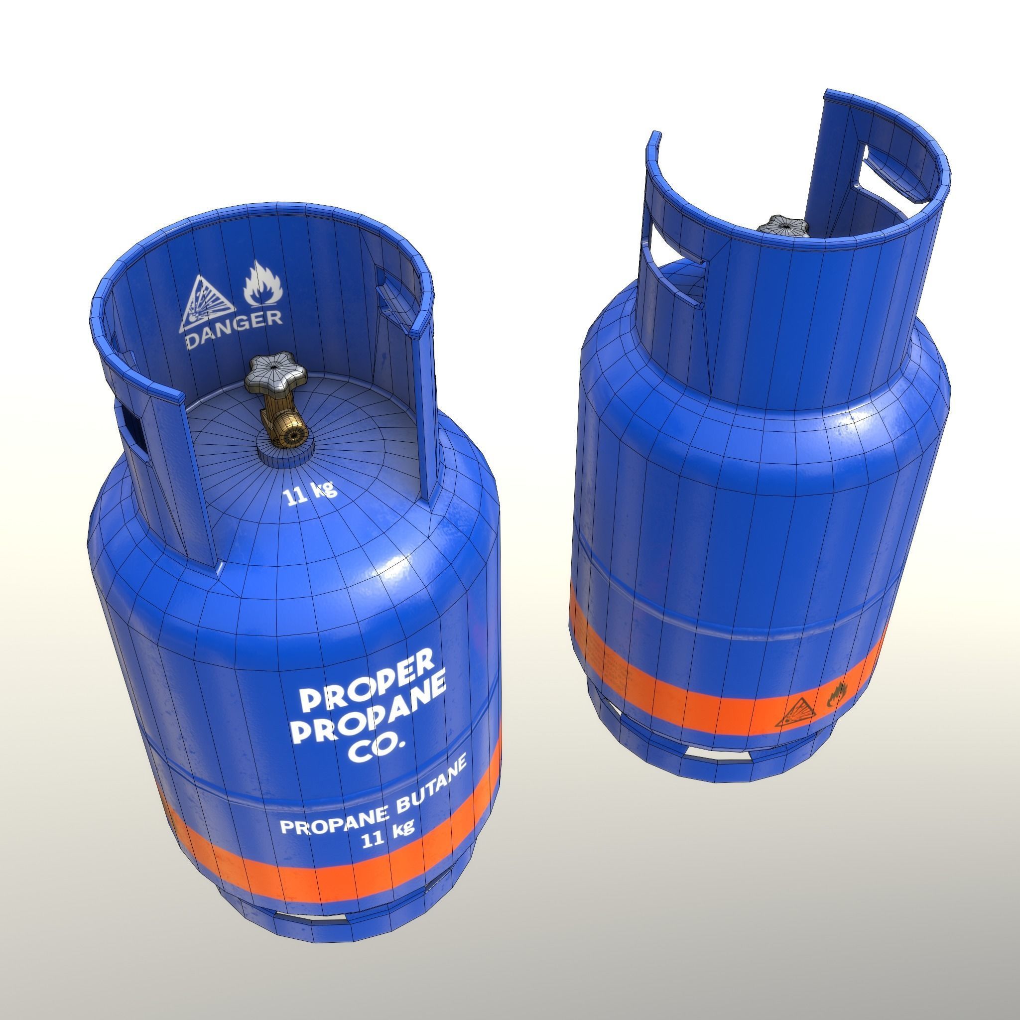 Gas Cylinder 11 kg Blue - Clean and Old Low-poly 3D model_31