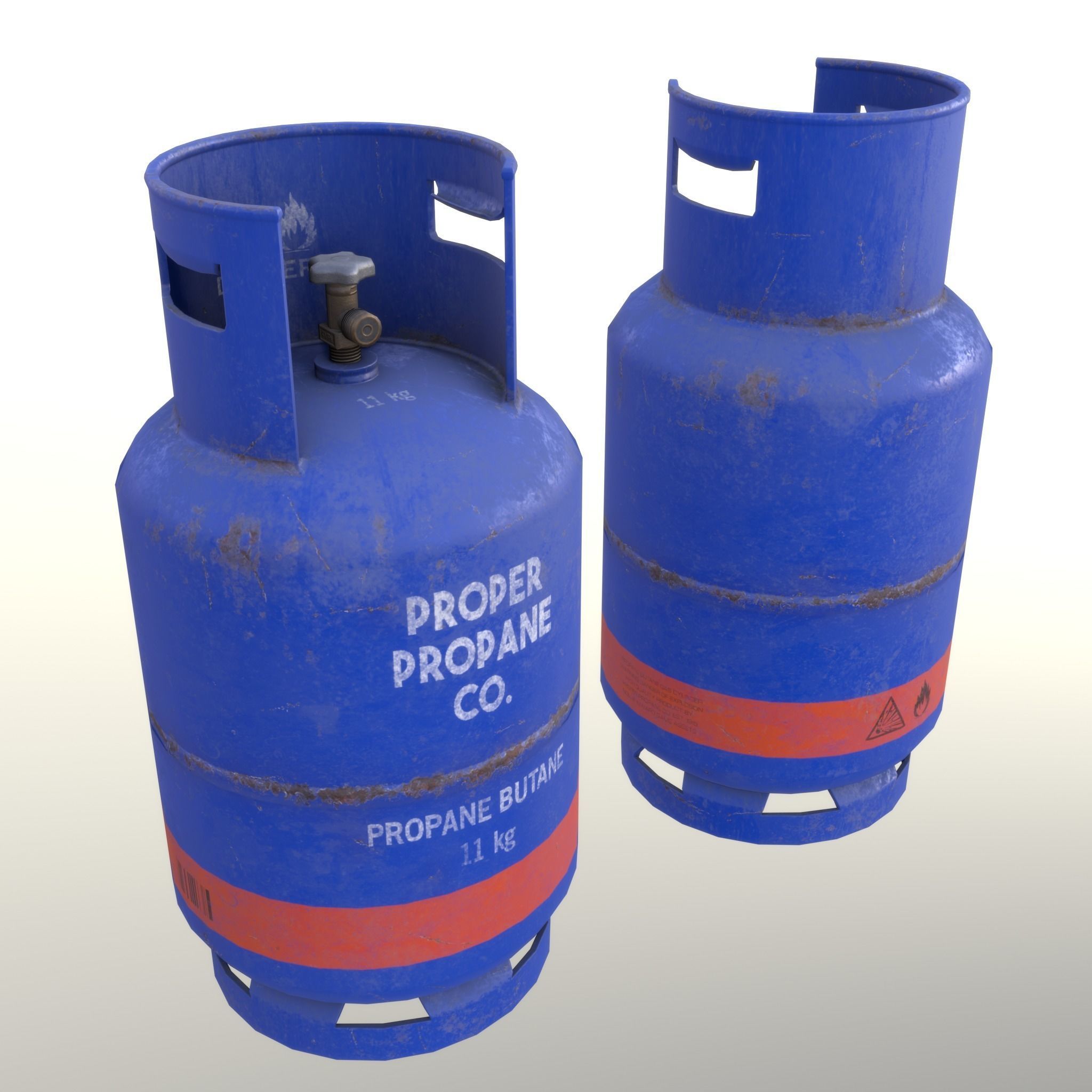 Gas Cylinder 11 kg Blue - Clean and Old Low-poly 3D model_20