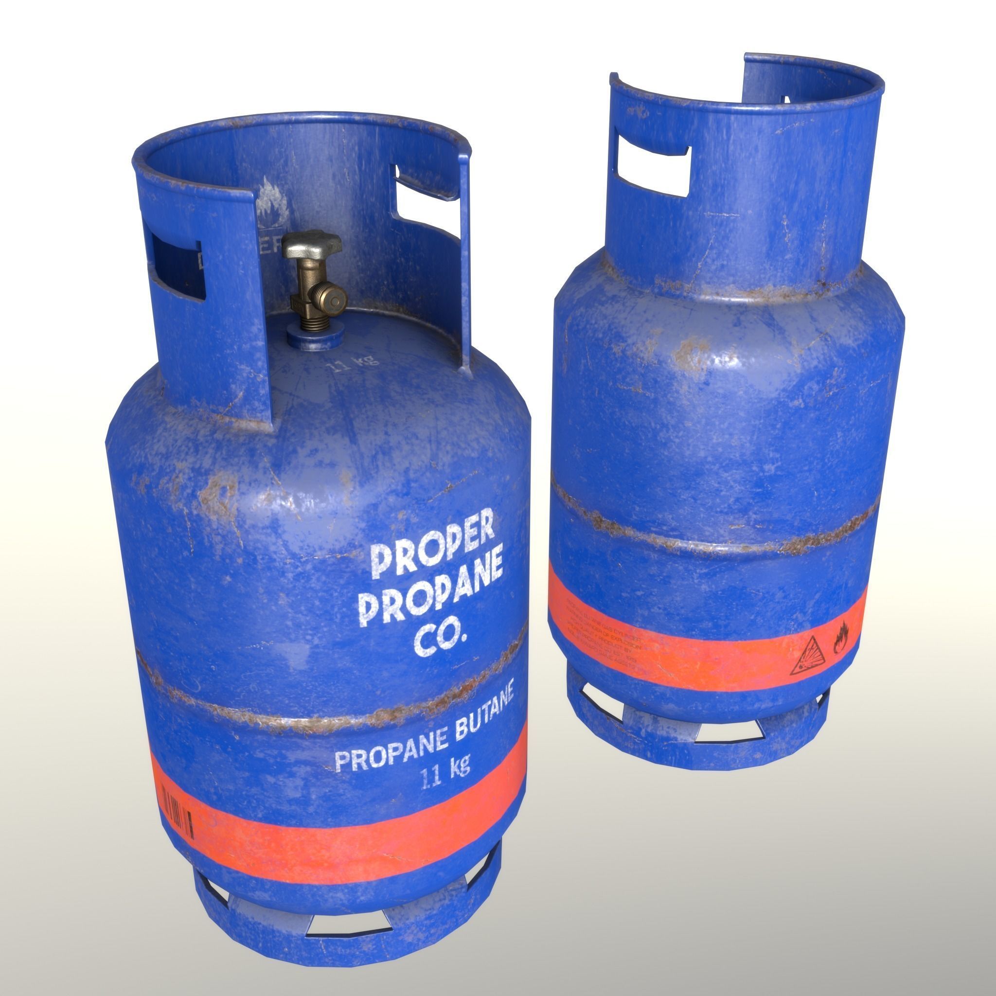 Gas Cylinder 11 kg Blue - Clean and Old Low-poly 3D model_22