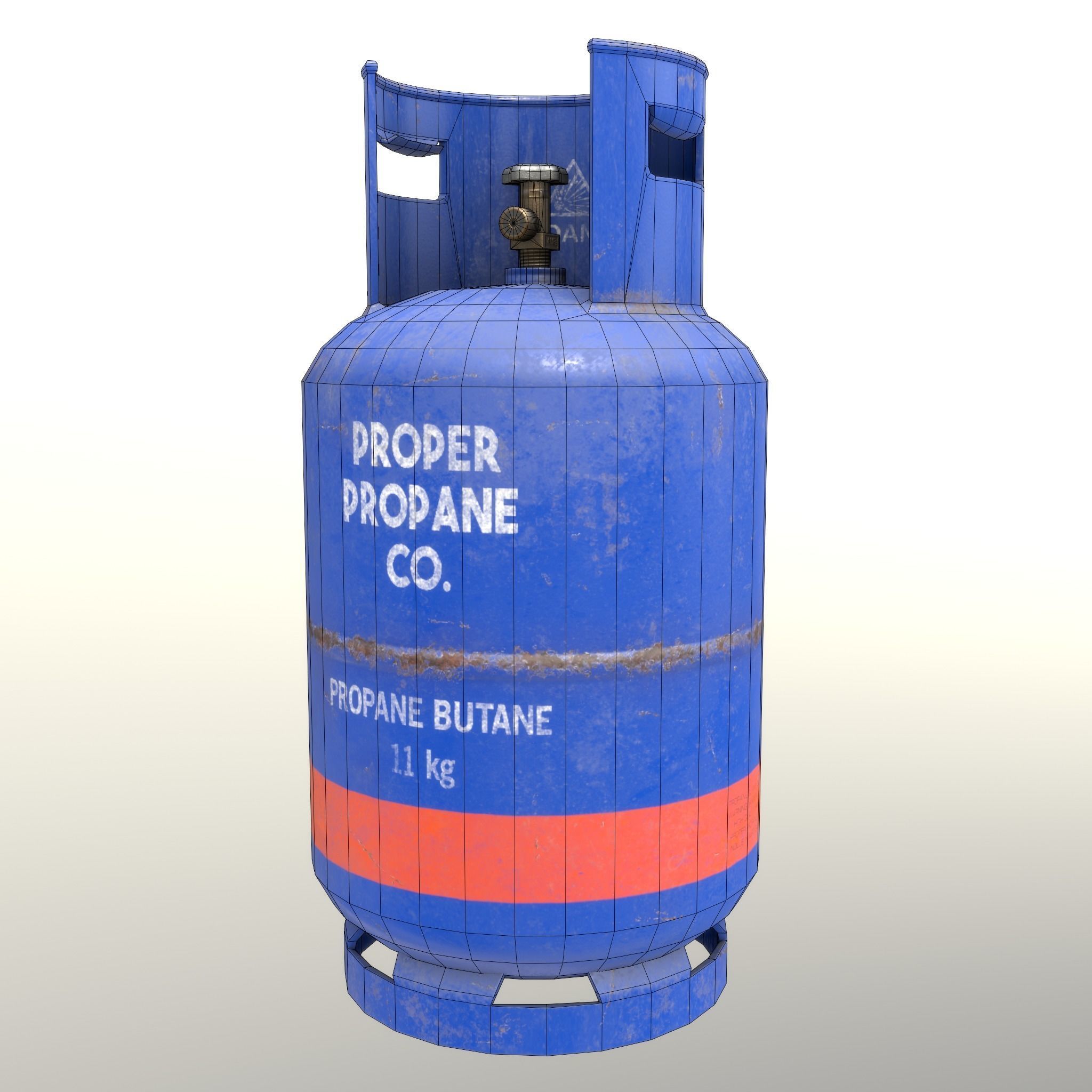 Gas Cylinder 11 kg Blue - Clean and Old Low-poly 3D model_27
