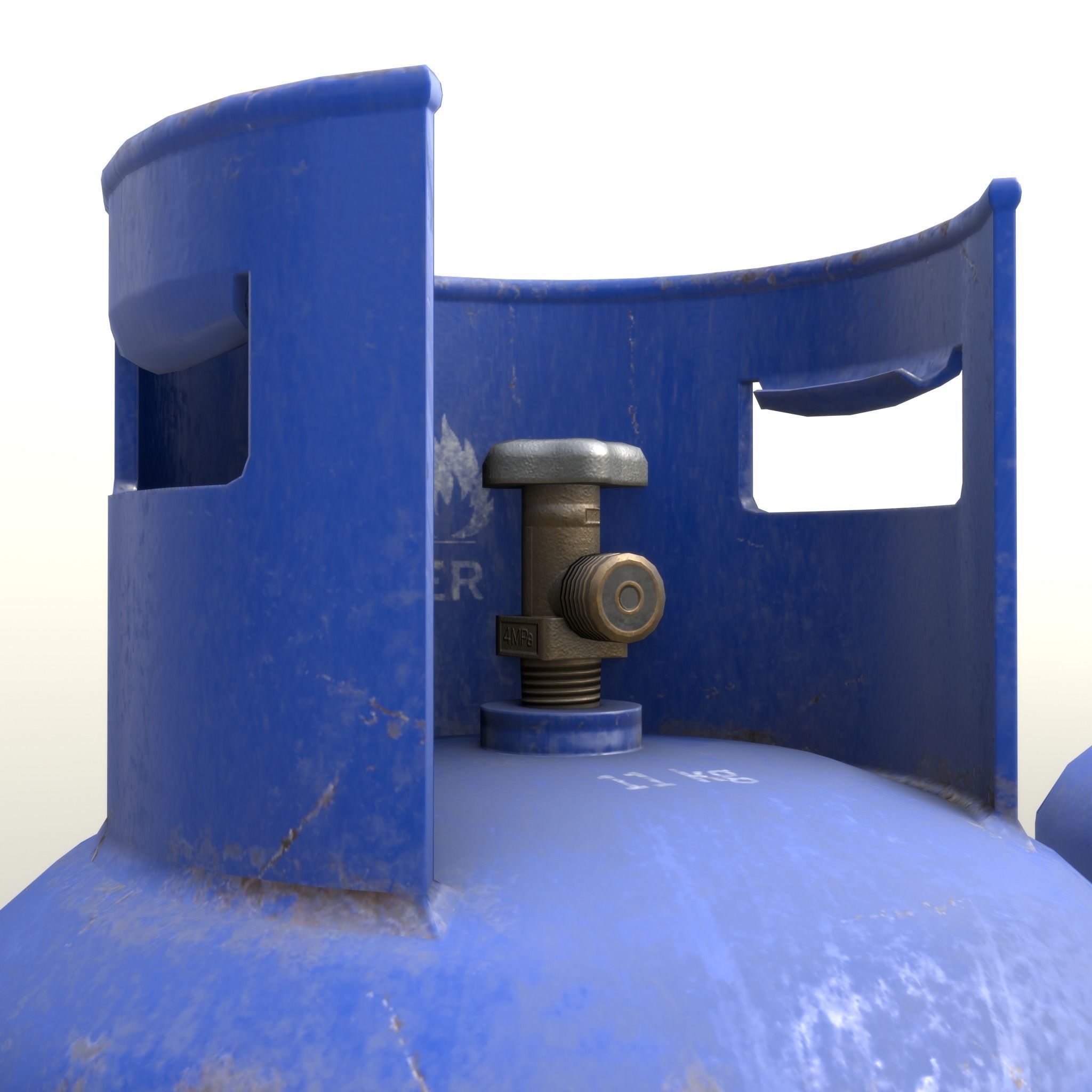 Gas Cylinder 11 kg Blue - Clean and Old Low-poly 3D model_10