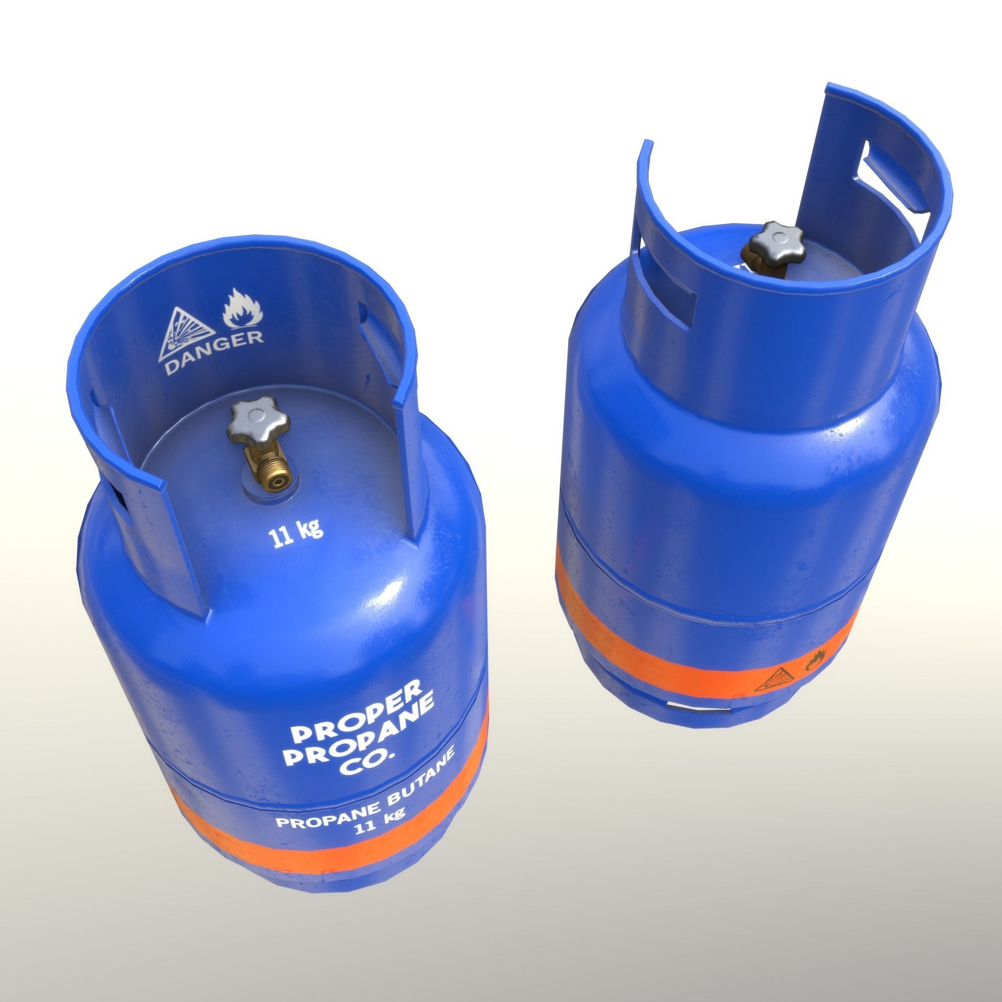 Gas Cylinder 11 kg Blue - Clean and Old Low-poly 3D model_5