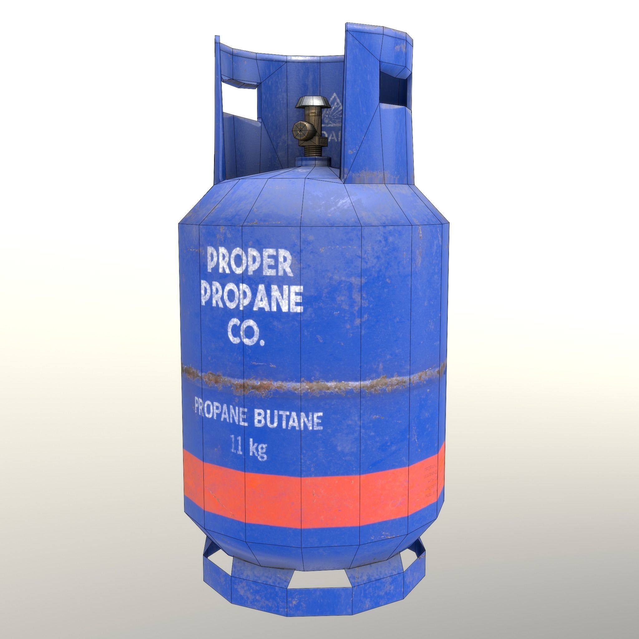 Gas Cylinder 11 kg Blue - Clean and Old Low-poly 3D model_30