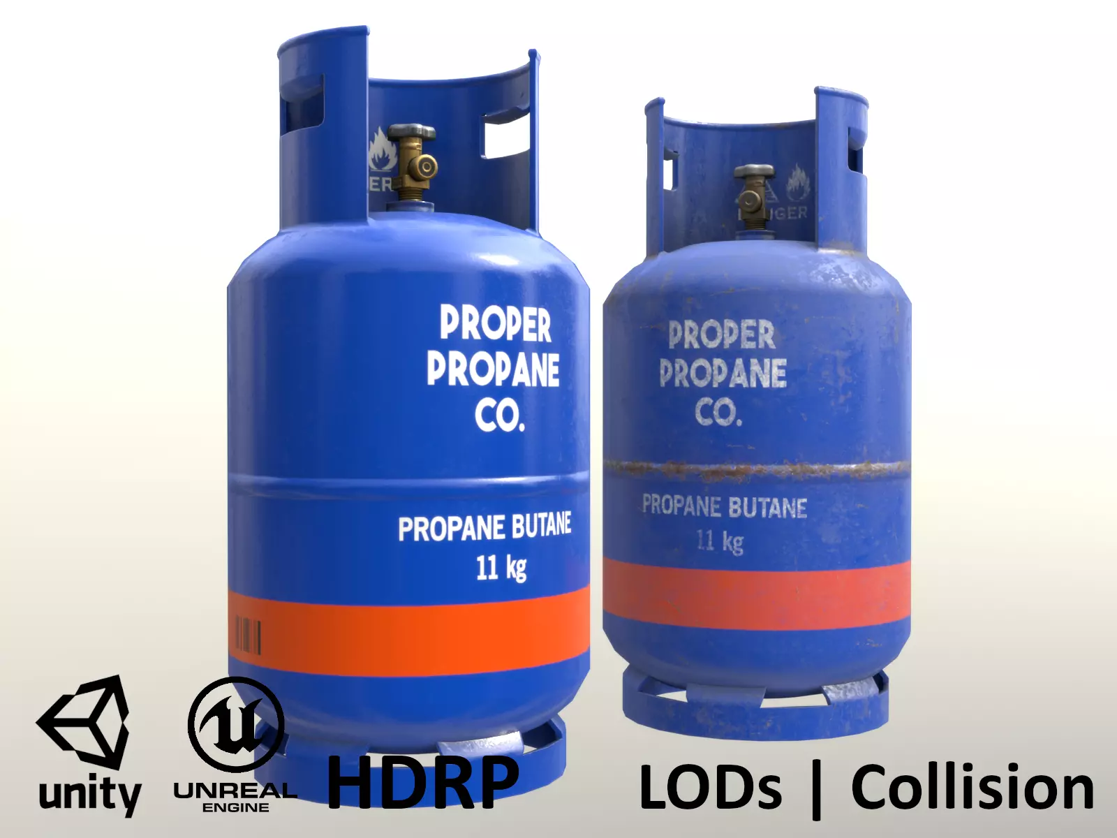 Gas Cylinder 11 kg Blue - Clean and Old Low-poly 3D model_0