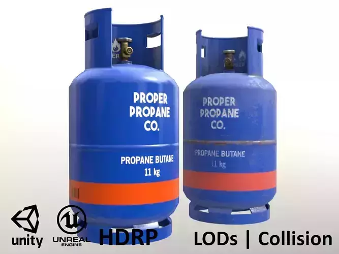 Gas Cylinder 11 kg Blue - Clean and Old Low-poly 3D model