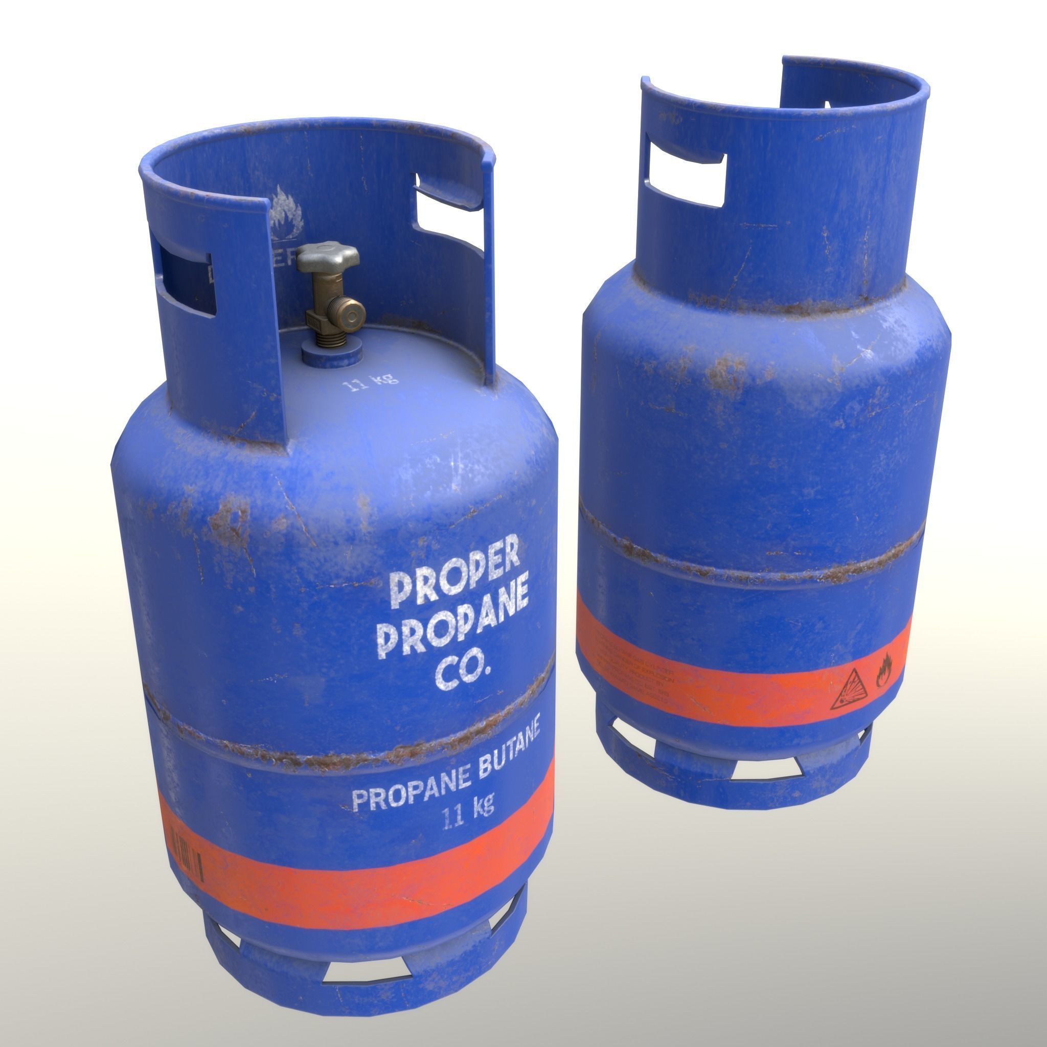 Gas Cylinder 11 kg Blue - Clean and Old Low-poly 3D model_17