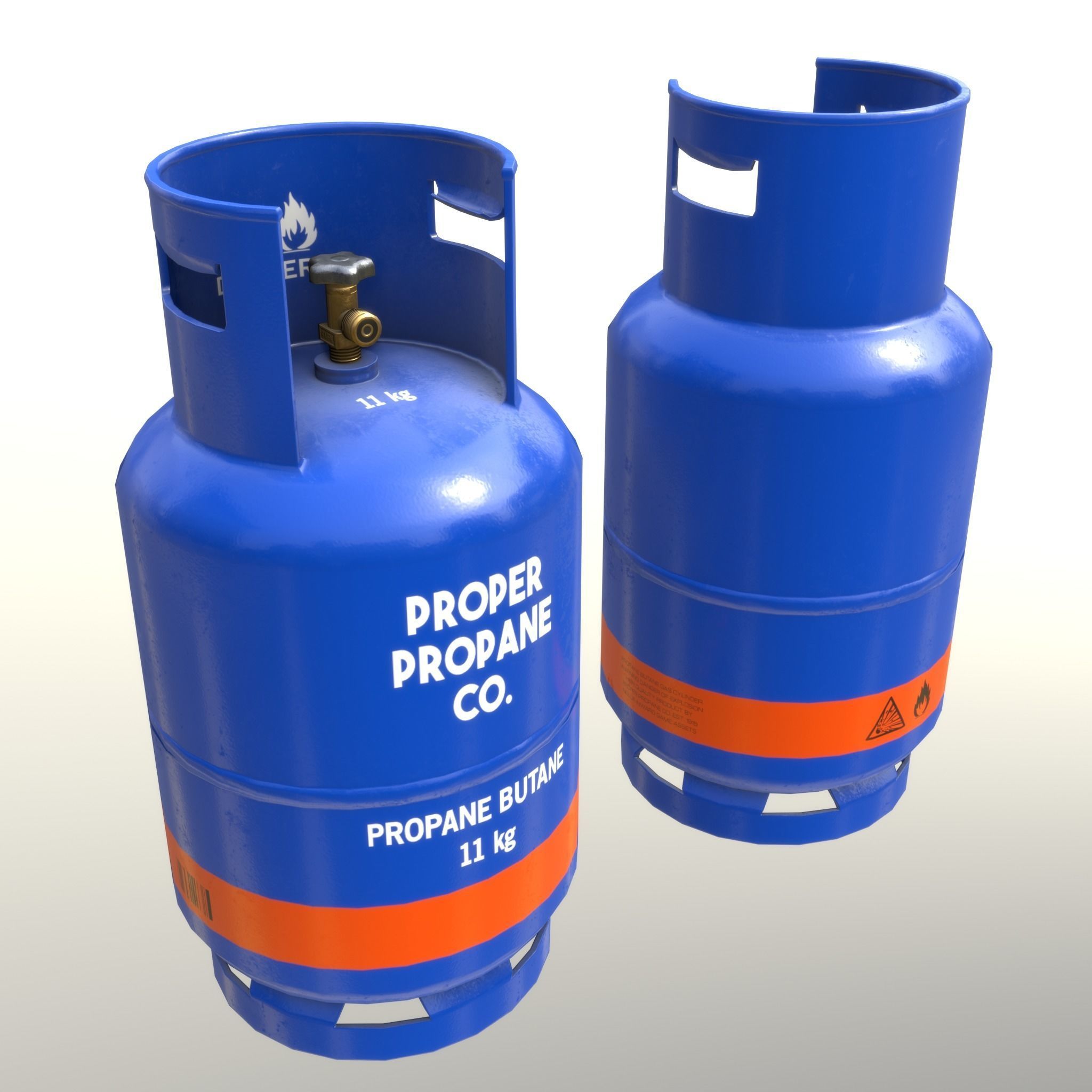 Gas Cylinder 11 kg Blue - Clean and Old Low-poly 3D model_11