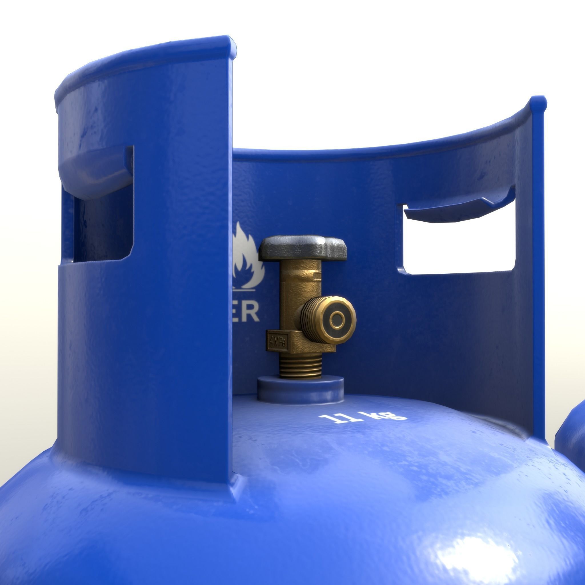 Gas Cylinder 11 kg Blue - Clean and Old Low-poly 3D model_9