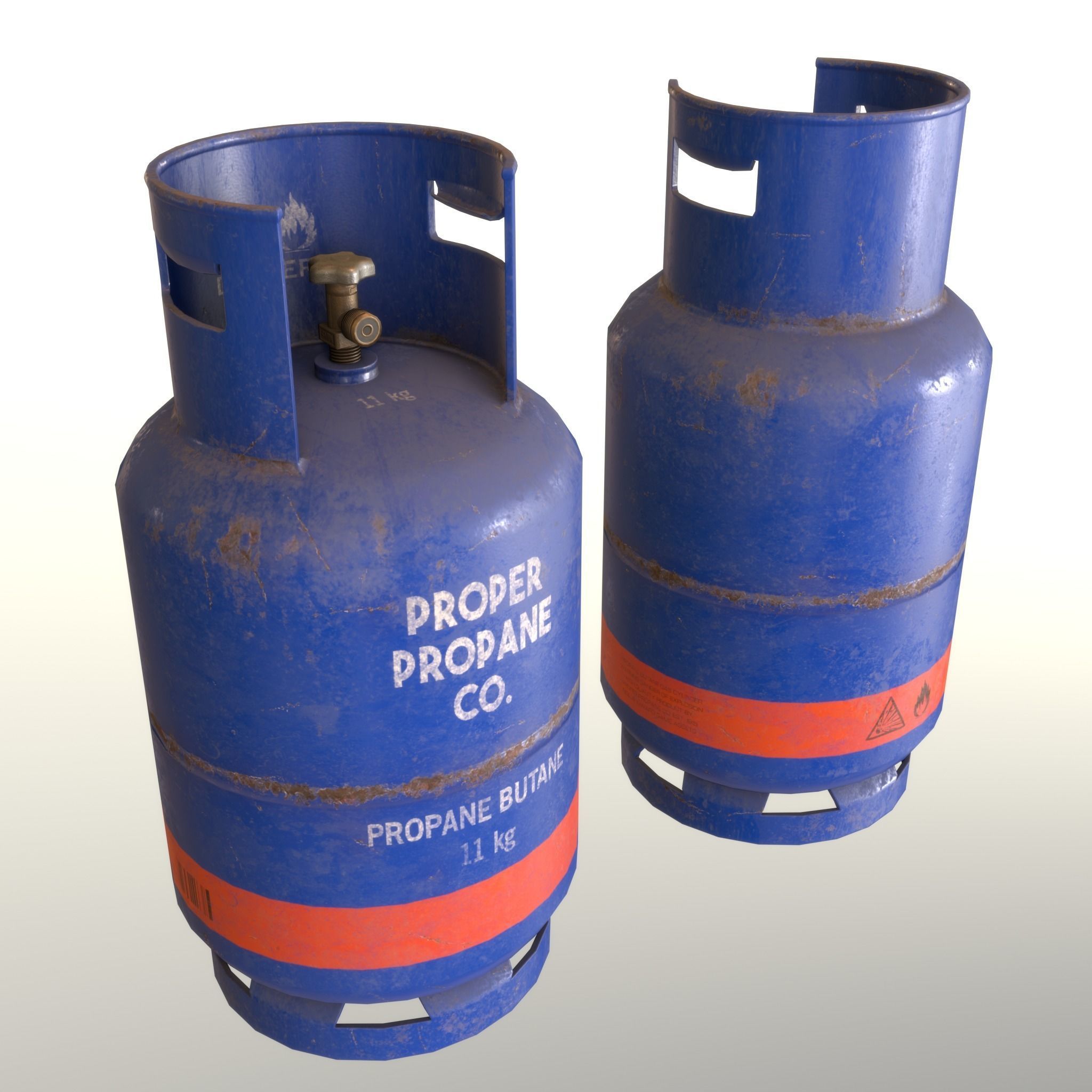 Gas Cylinder 11 kg Blue - Clean and Old Low-poly 3D model_18